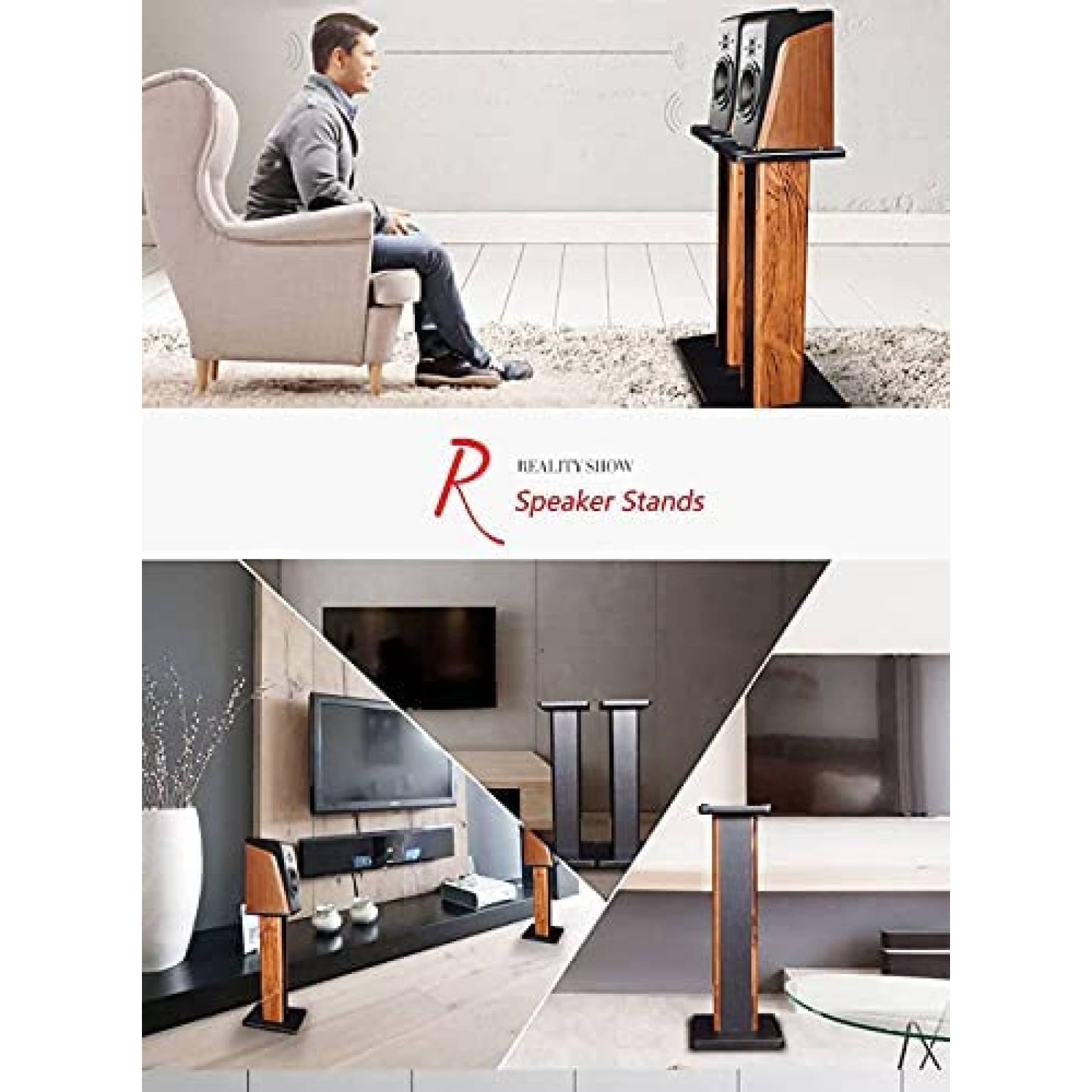 Pack stand para bocina bimiti x2 de madera 36" -Negro/cafe