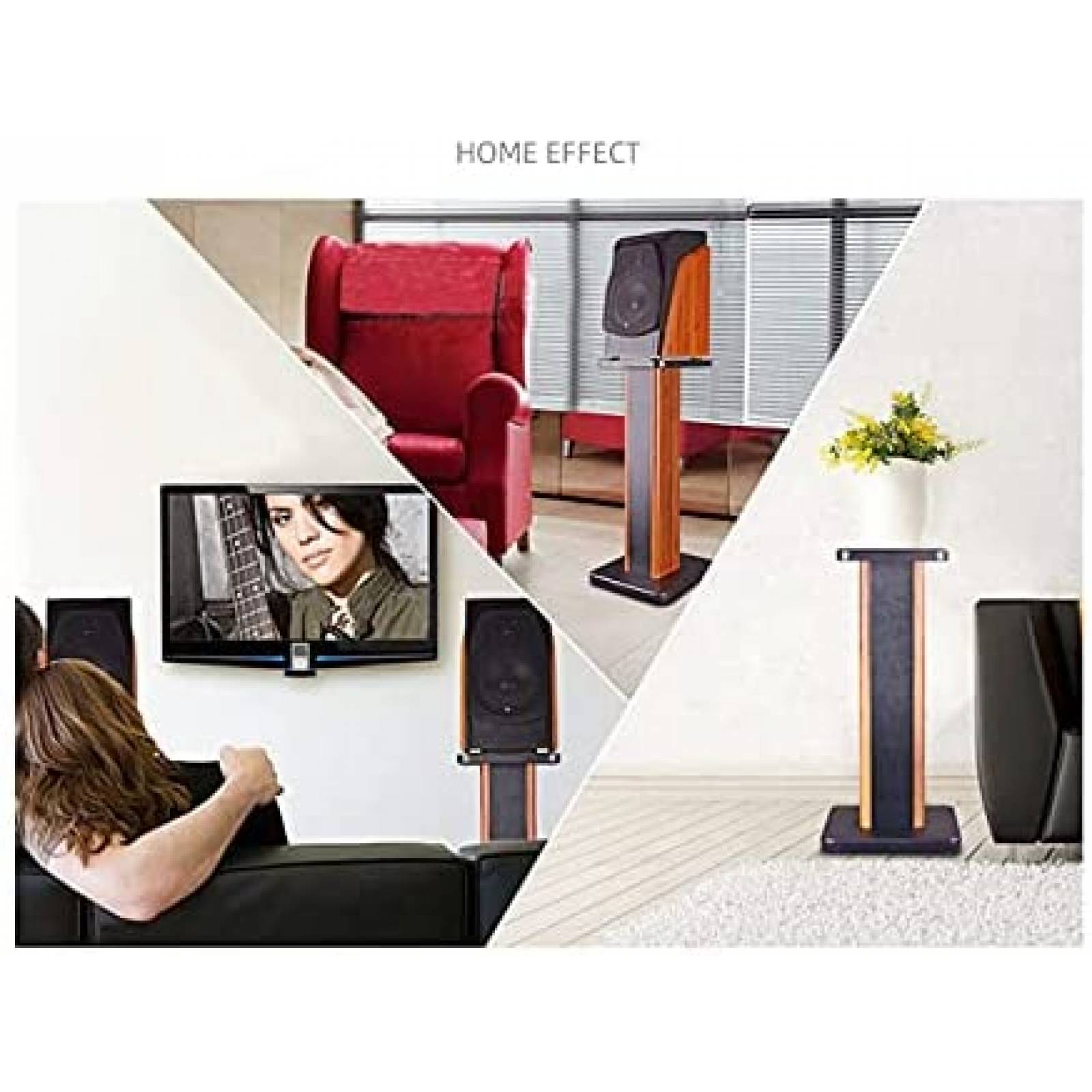 Pack stand para bocina bimiti x2 de madera 36" -Negro/cafe