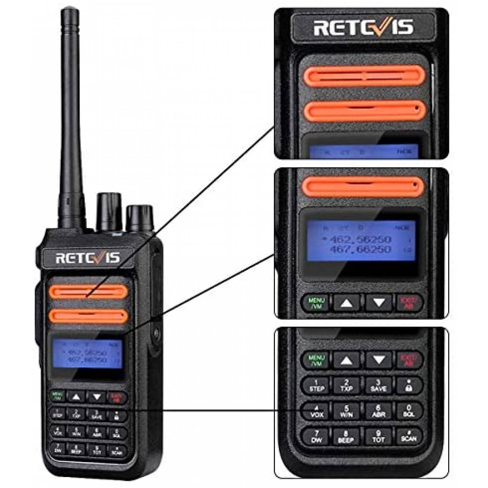 Radios Retevis RT76P 5pzs 2 Vias 30 Canales Recargables
