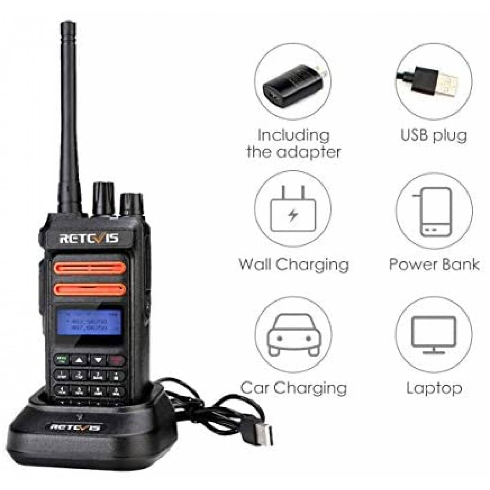 Radios Retevis RT76P 5pzs 2 Vias 30 Canales Recargables