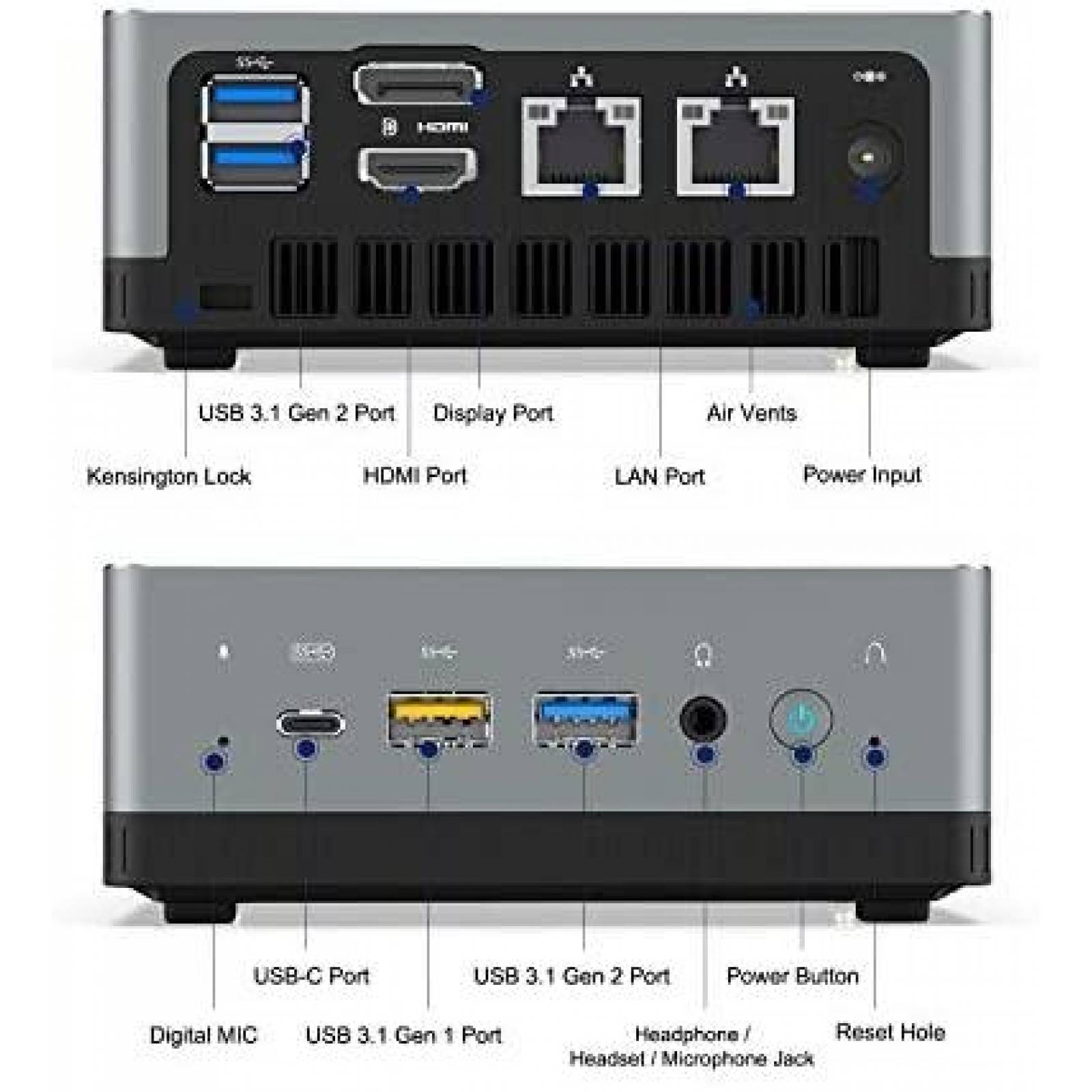 Mini PC MINISFORUM AMD Ryzen 5 3550H 16G RAM 256G SSD -Gris
