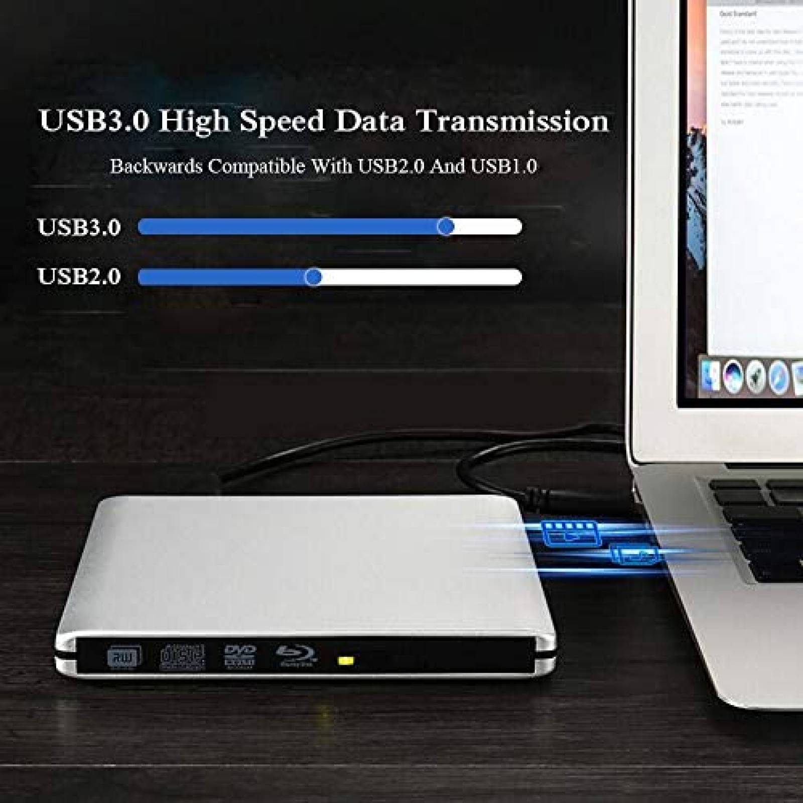 Reproductor Blu-Ray Lindayy DVD CD Portatil -Plateado