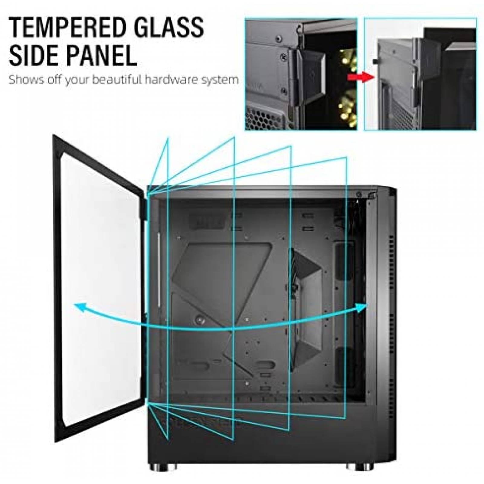 Carcasa para PC para juegos GOLDEN FIELD RGB torre media