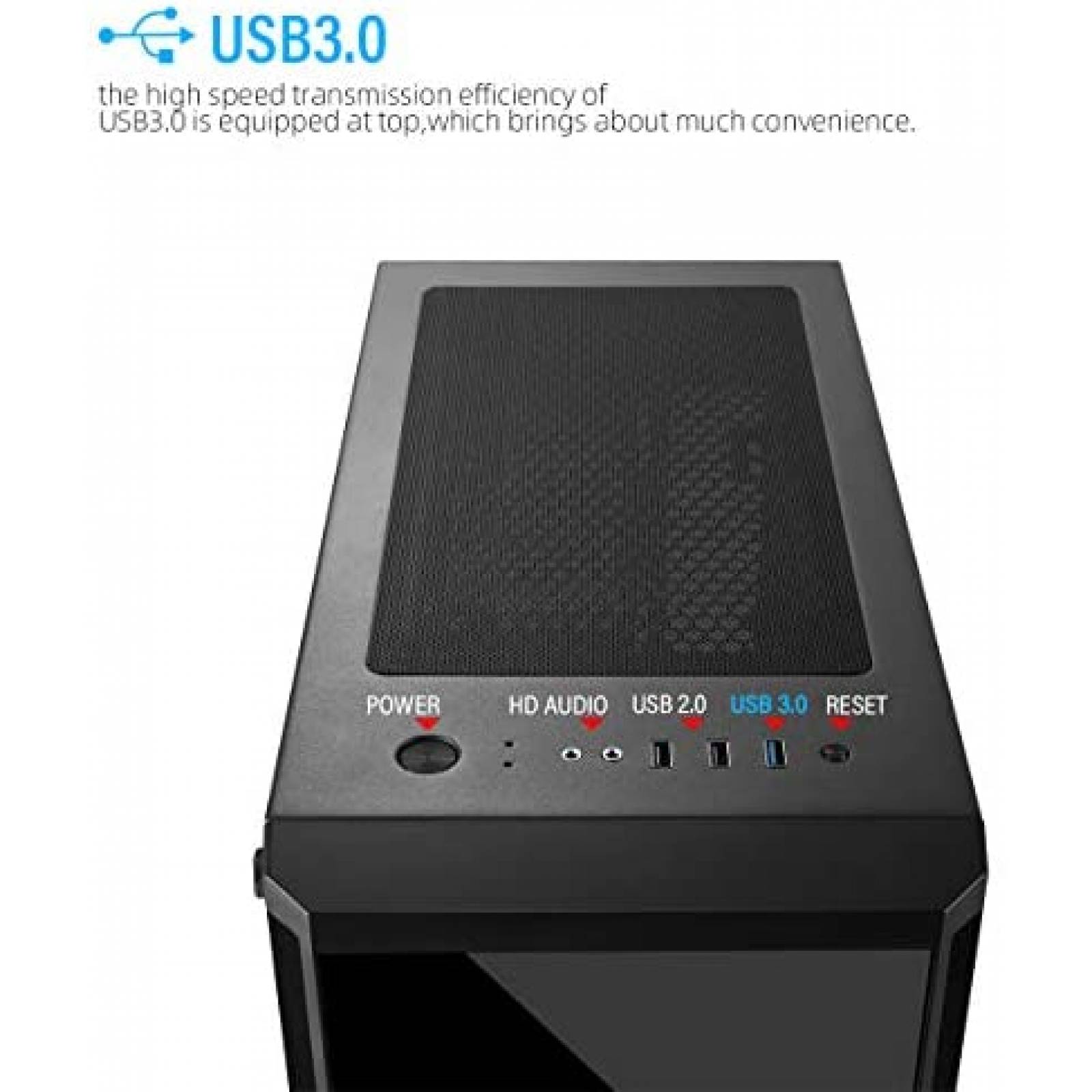 Carcasa para PC para juegos GOLDEN FIELD RGB torre media