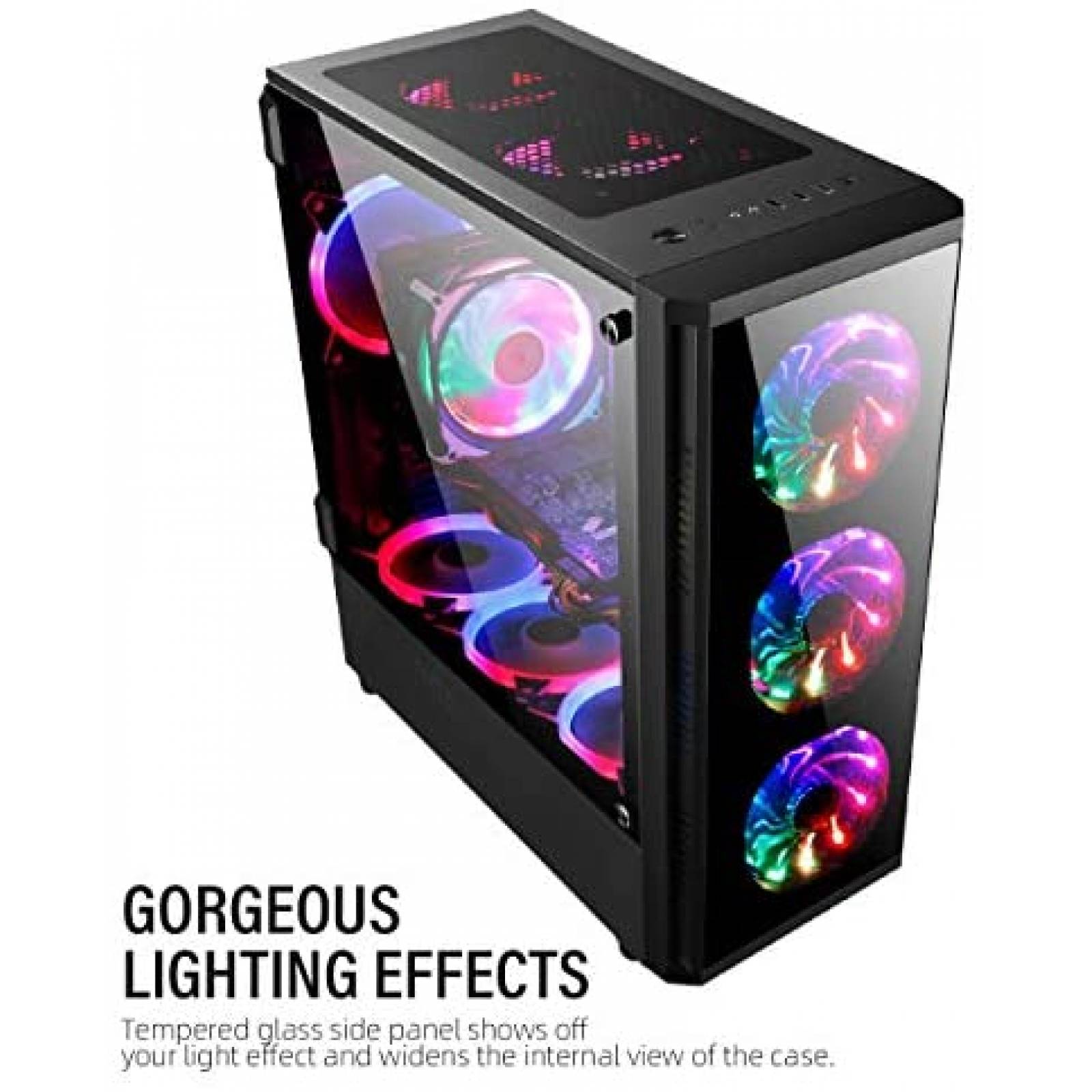 Carcasa para PC para juegos GOLDEN FIELD RGB torre media