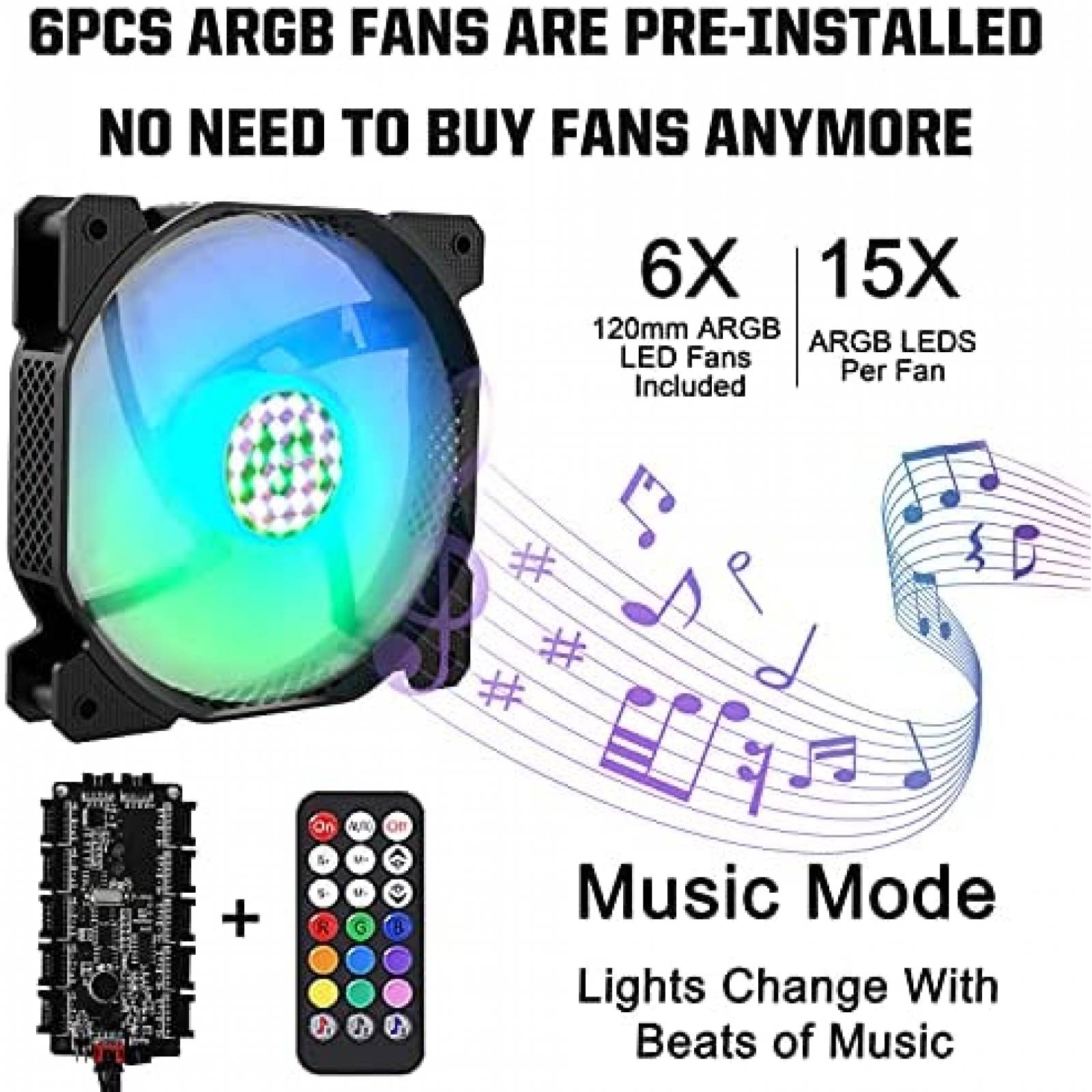 Gabinete MUSETEX Phantom Paneles Vidrio Templado -Negro