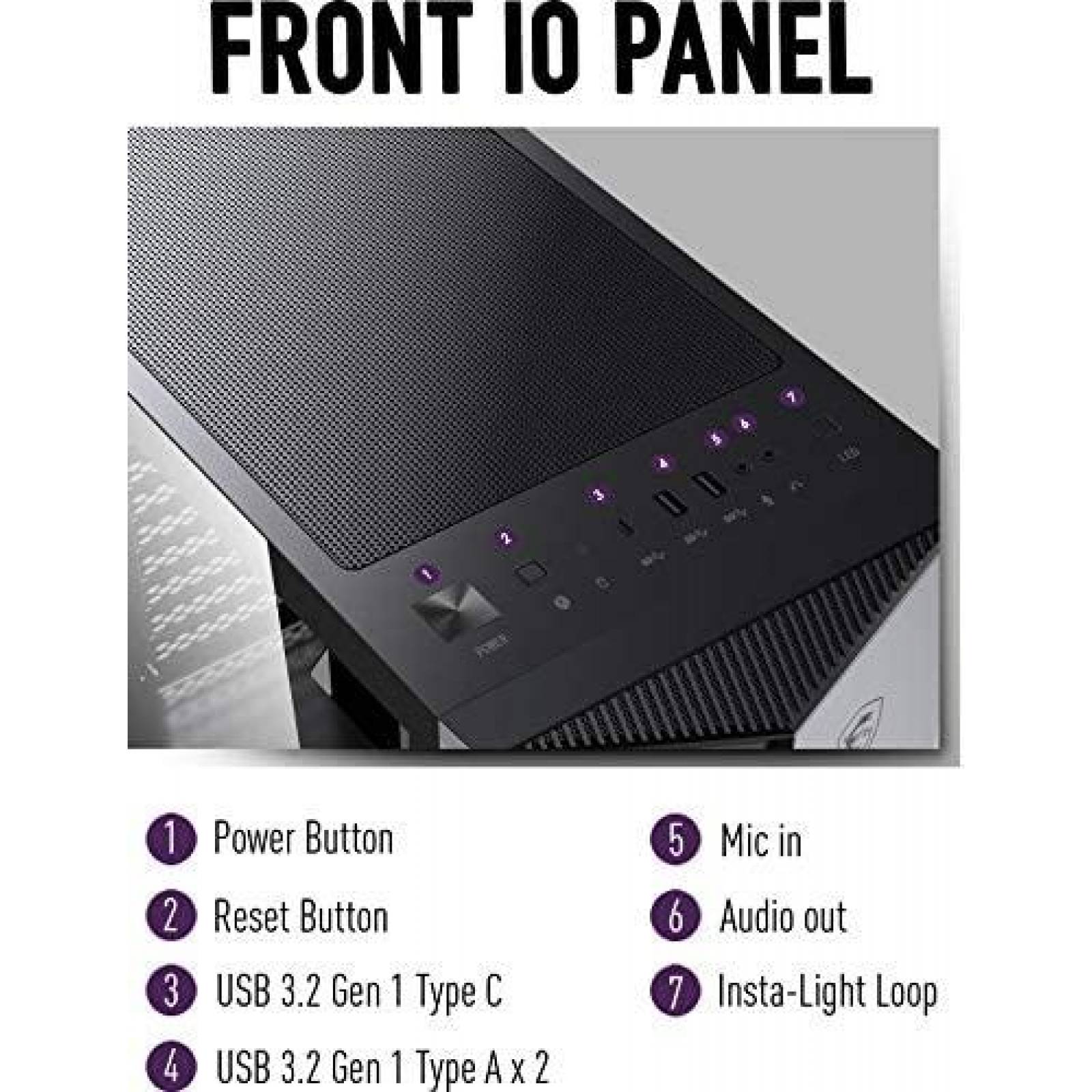 Gabinete MSI B0899H96NQ Cristal Templado Premium -Negro