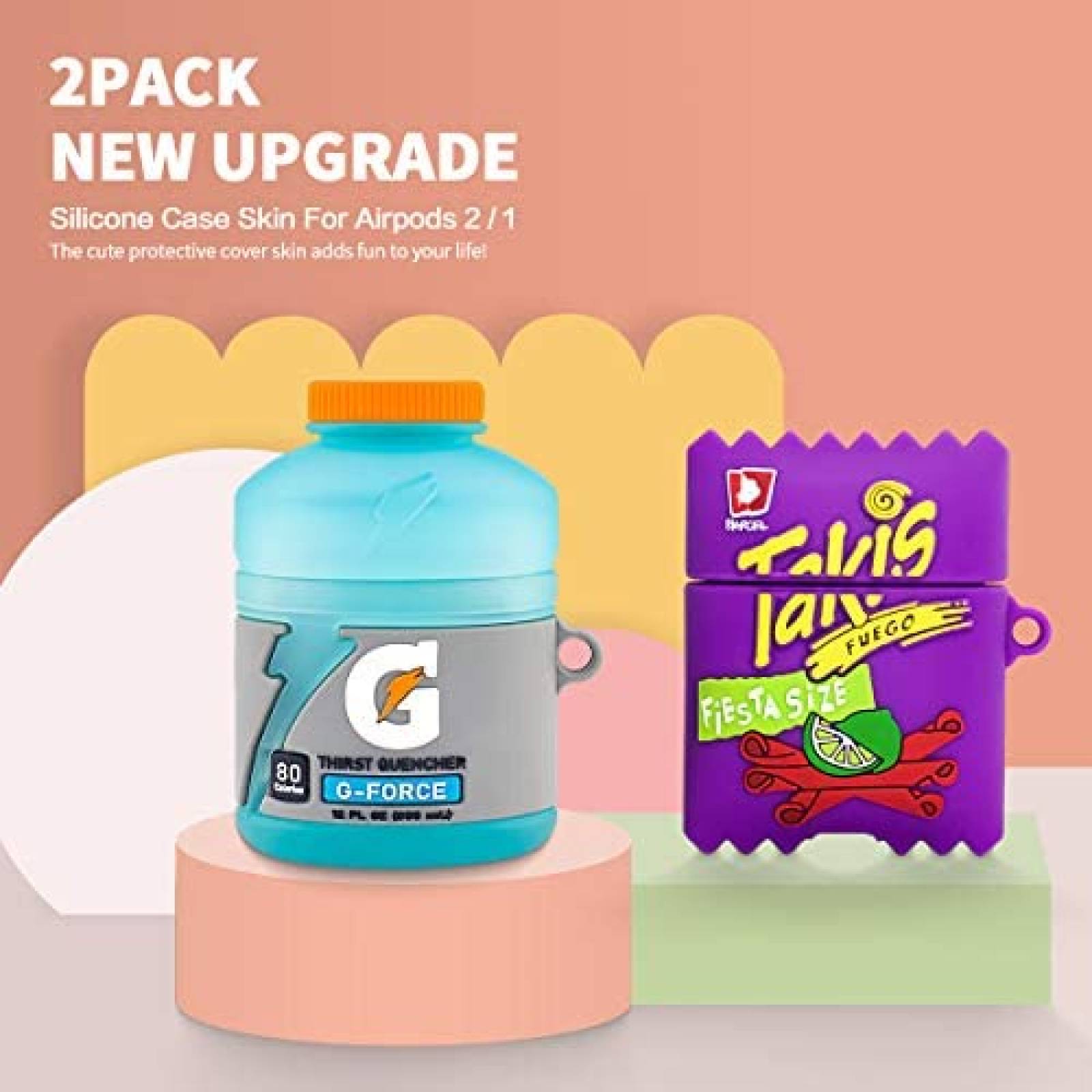 Pack funda Airpod 2/1 Alquar Takis/Gatorade X2 3D -Colorido