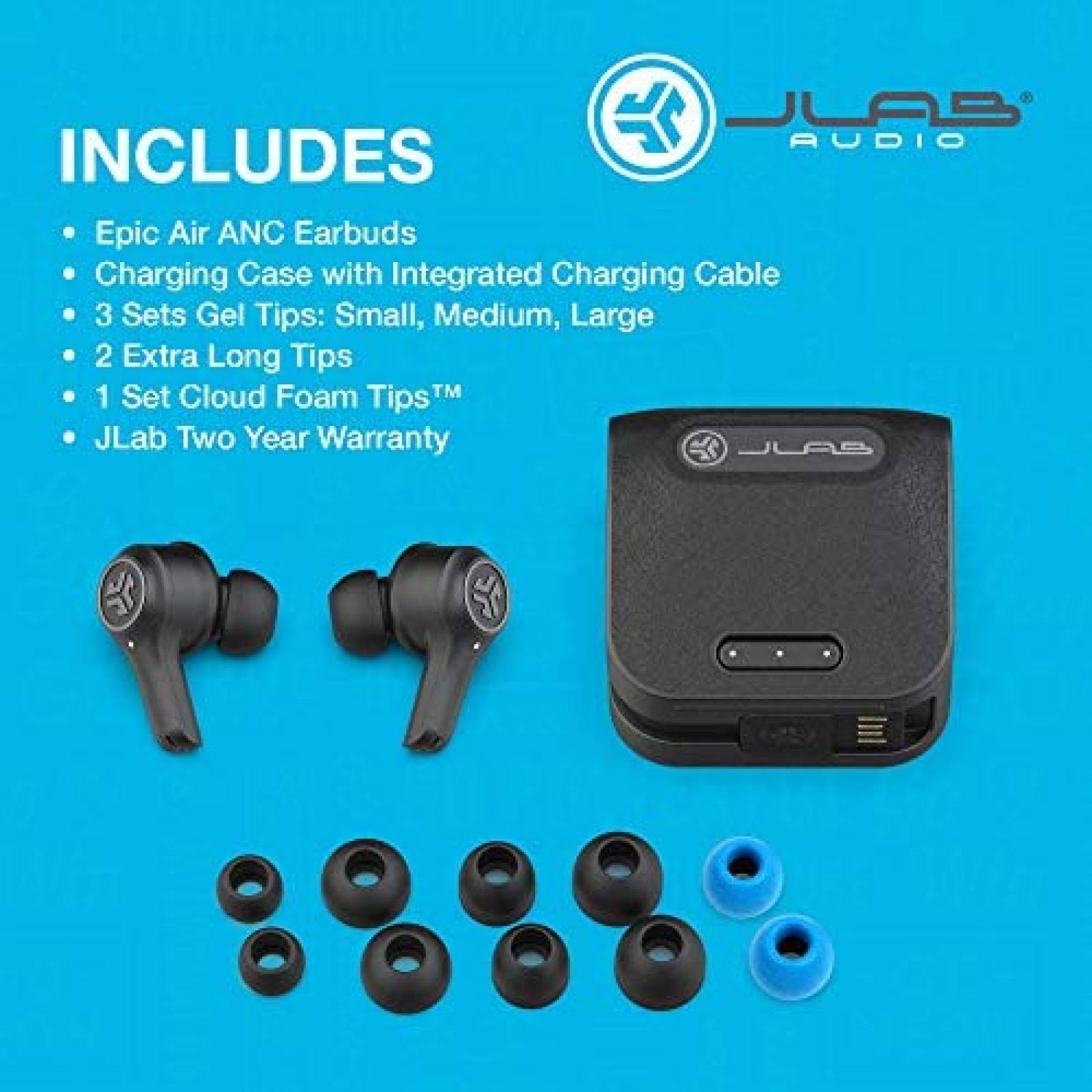 Audifonos JLab Epic Air ANC True Cancelacion de Ruido -Negro