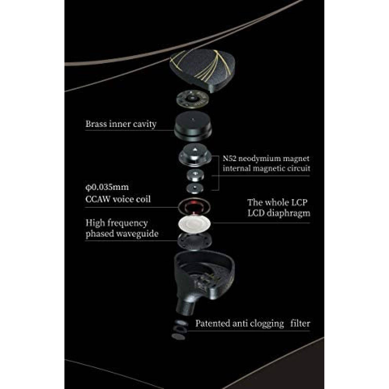 Auriculares Moondrop LCP 20Hz 20kHz Sin microfono -Negro