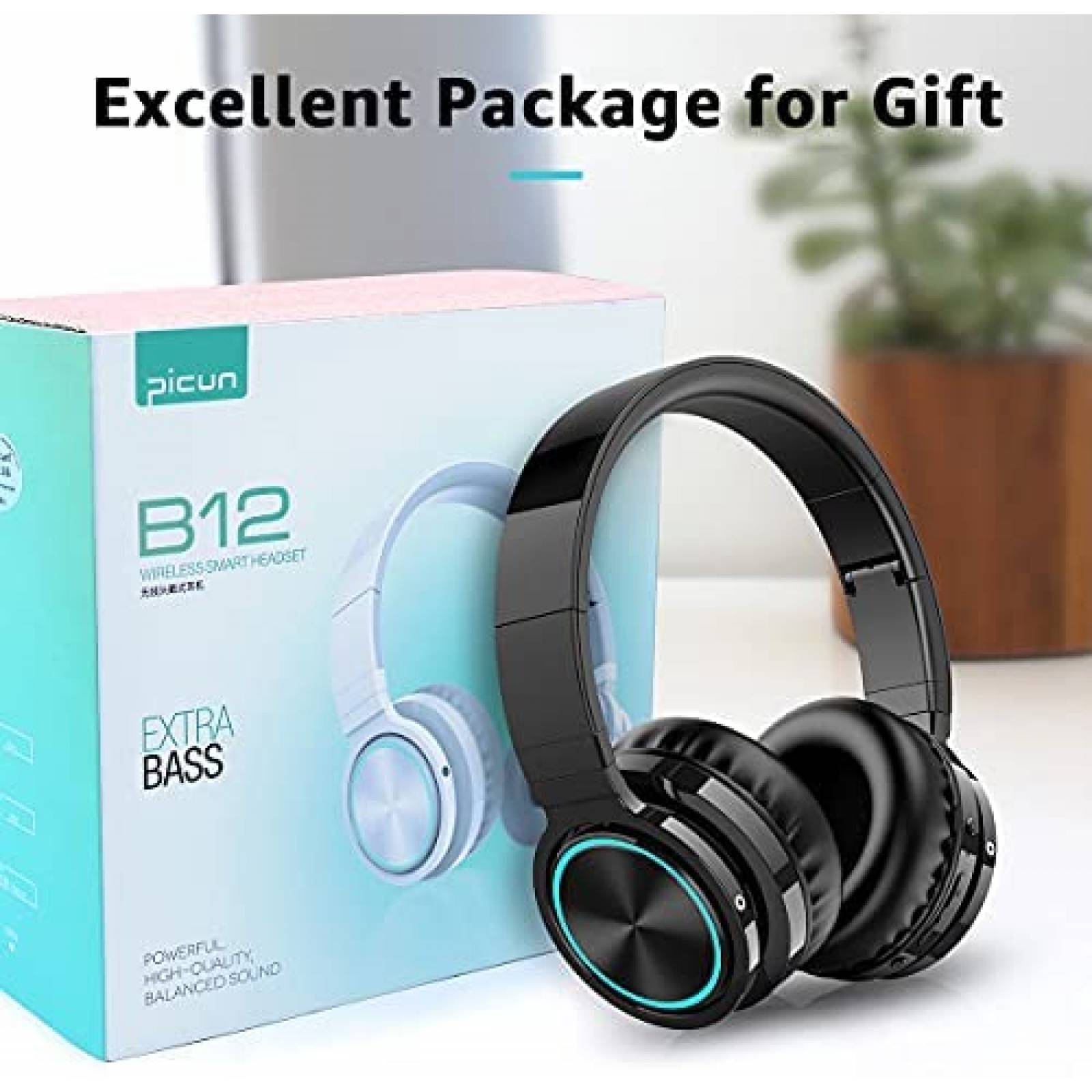 Audifonos Inalambricos Picun B12 Bluetooth 20H Carga -Negro