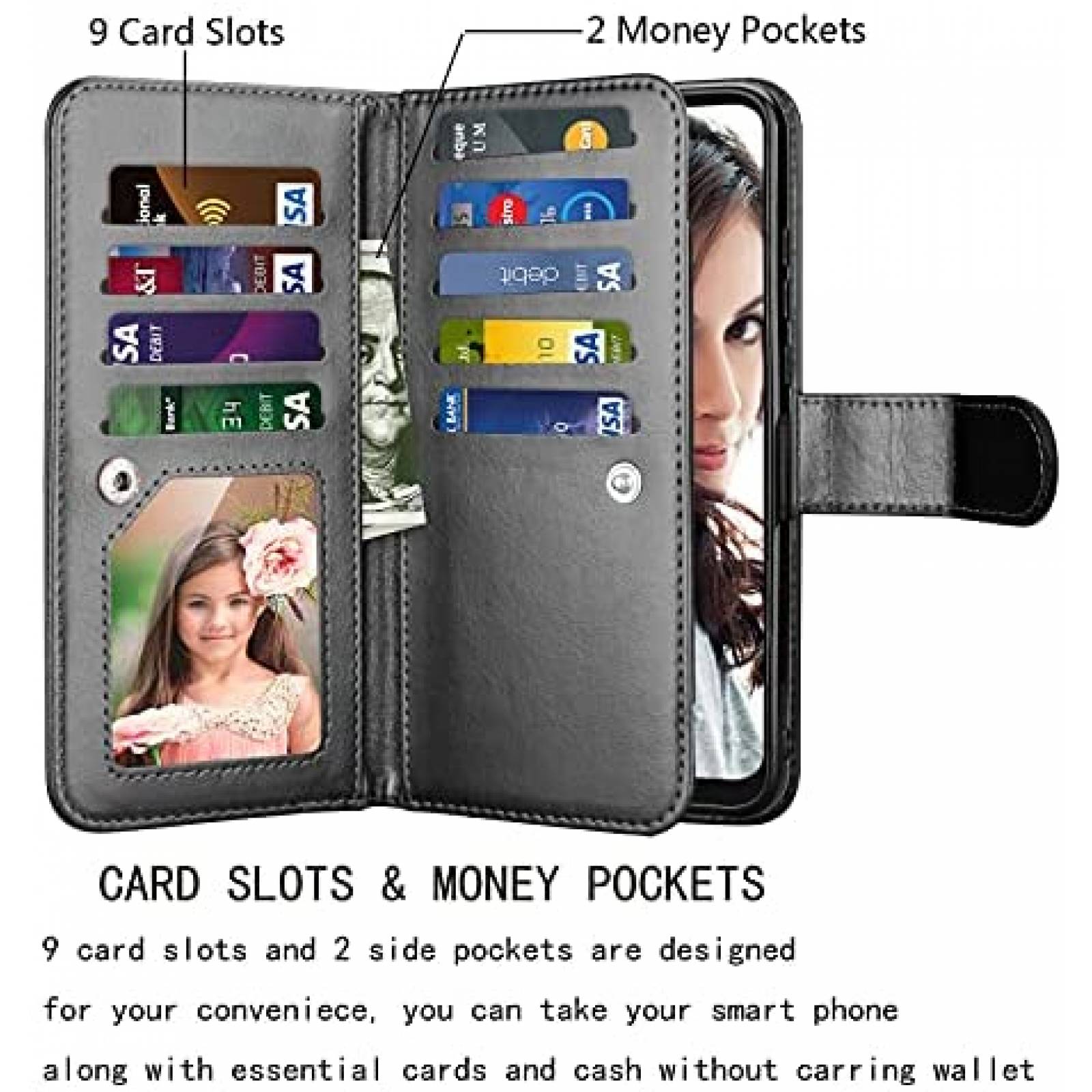 Funda Flip para Celular Njjex Moto G Play 2021 -Negro