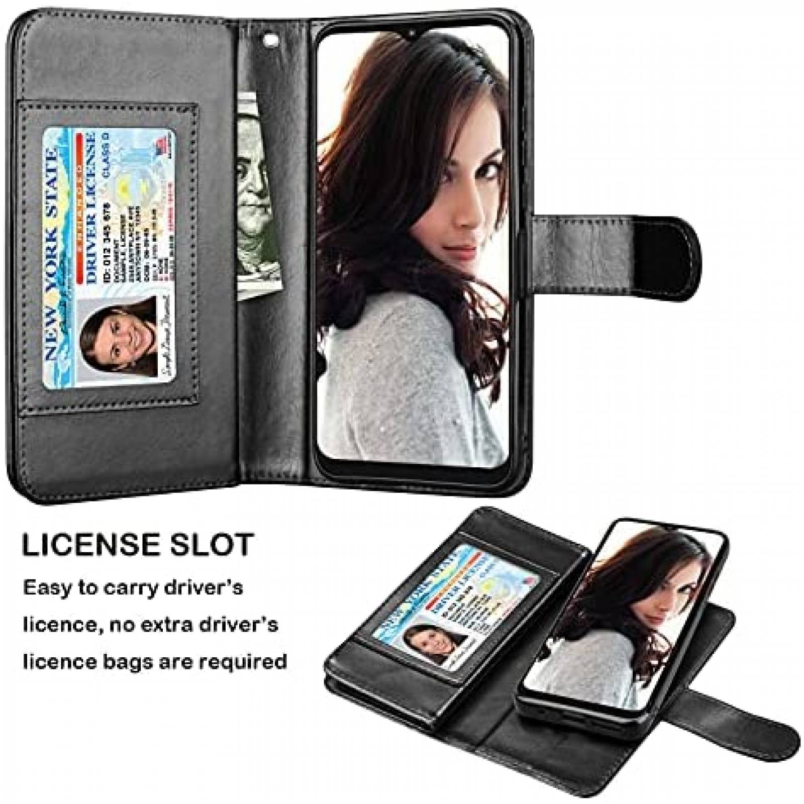 Funda Flip para Celular Njjex Moto G Play 2021 -Negro