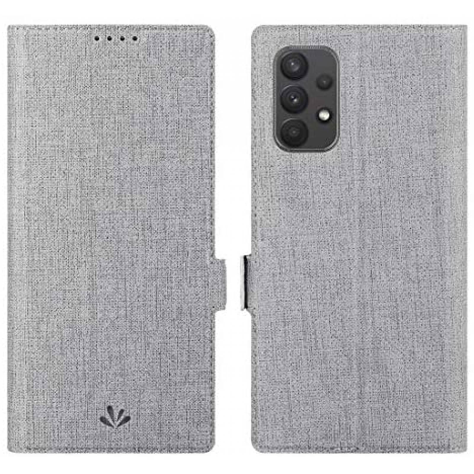 Funda Flip Foluu para Samsung Galaxy A32 5G de Piel -Gris