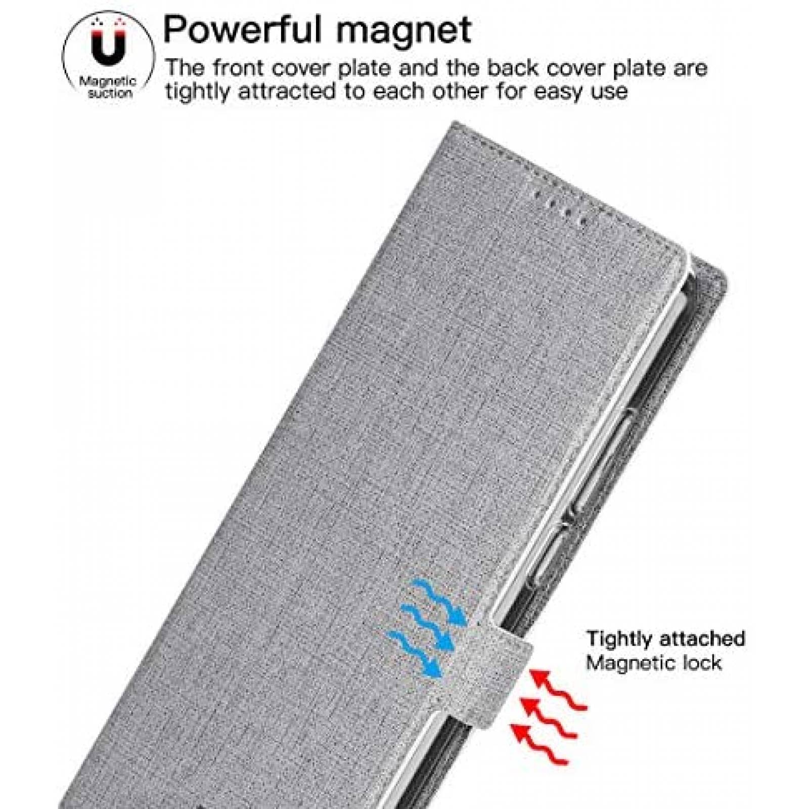 Funda Flip Foluu para Samsung Galaxy A32 5G de Piel -Gris