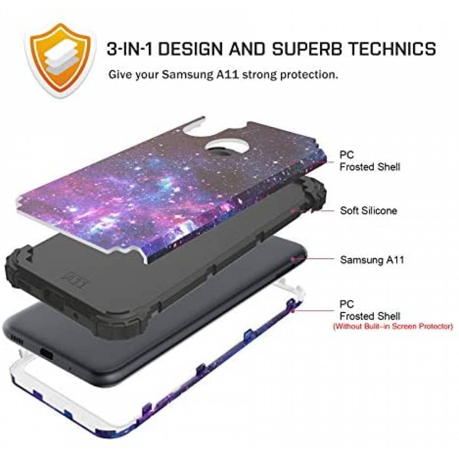 Funda para Samsung A11 BENTOBEN resistente a golpes 3 en 1