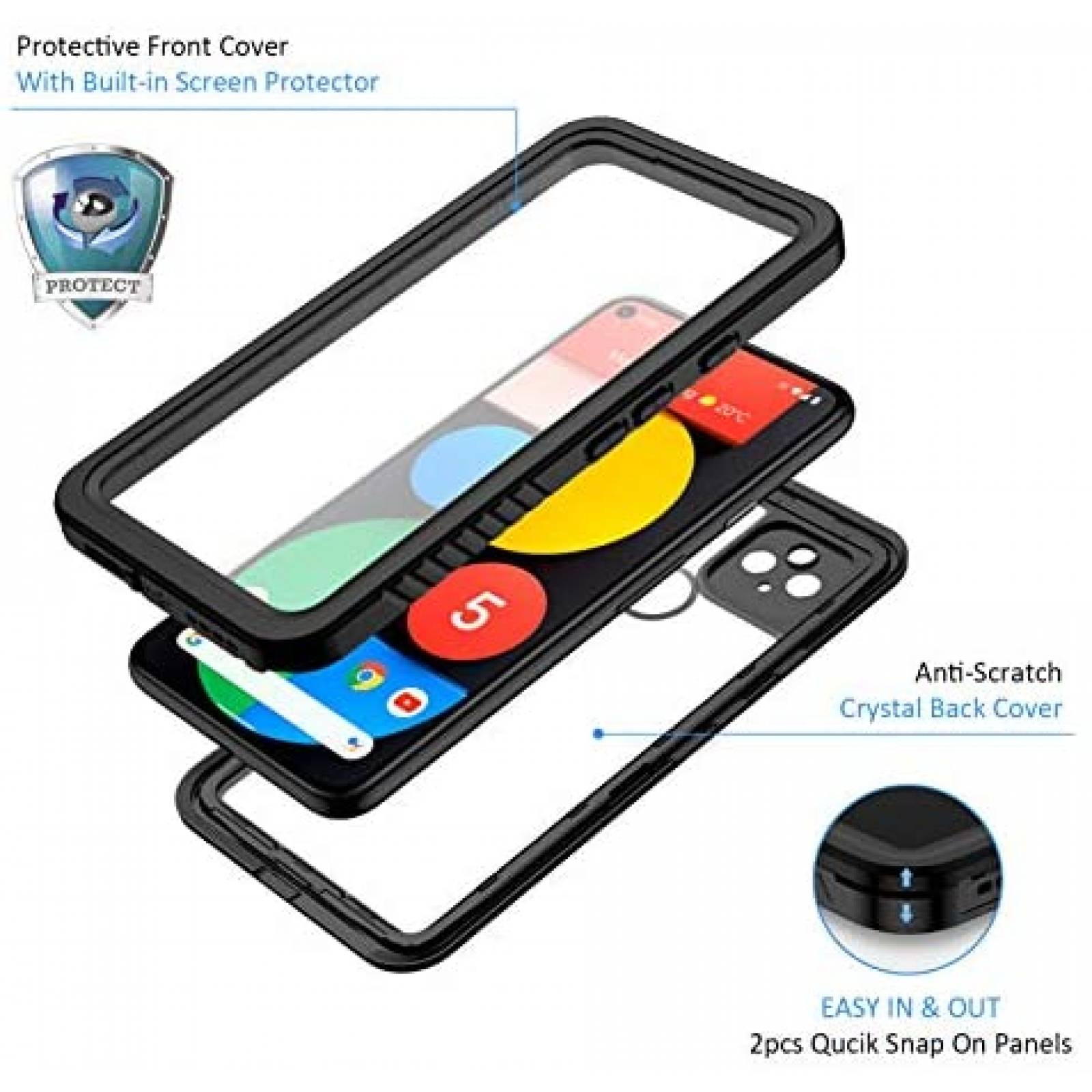 Funda Rigida Lanhiem para Google Pixel 5 IP68 -Negro