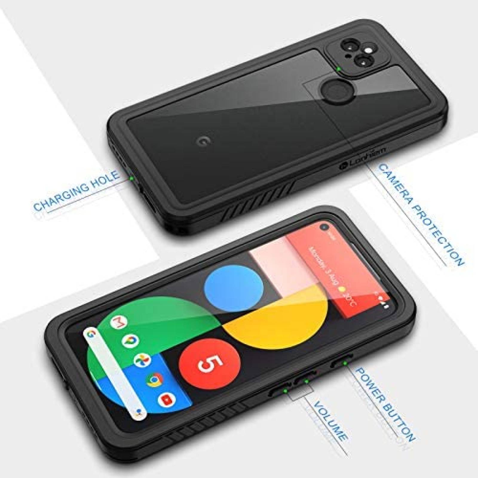 Funda Rigida Lanhiem para Google Pixel 5 IP68 -Negro