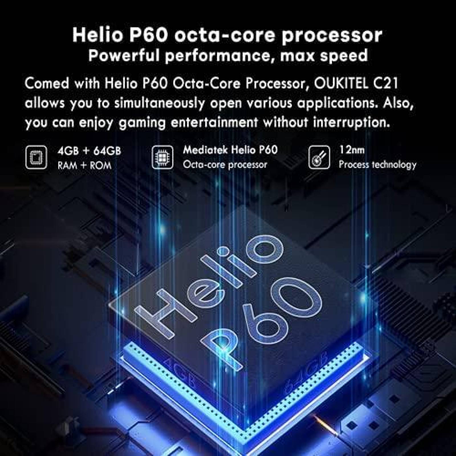 Celular OUKITEL C12 6.4" 4GB 64GB desbloqueado -Negro