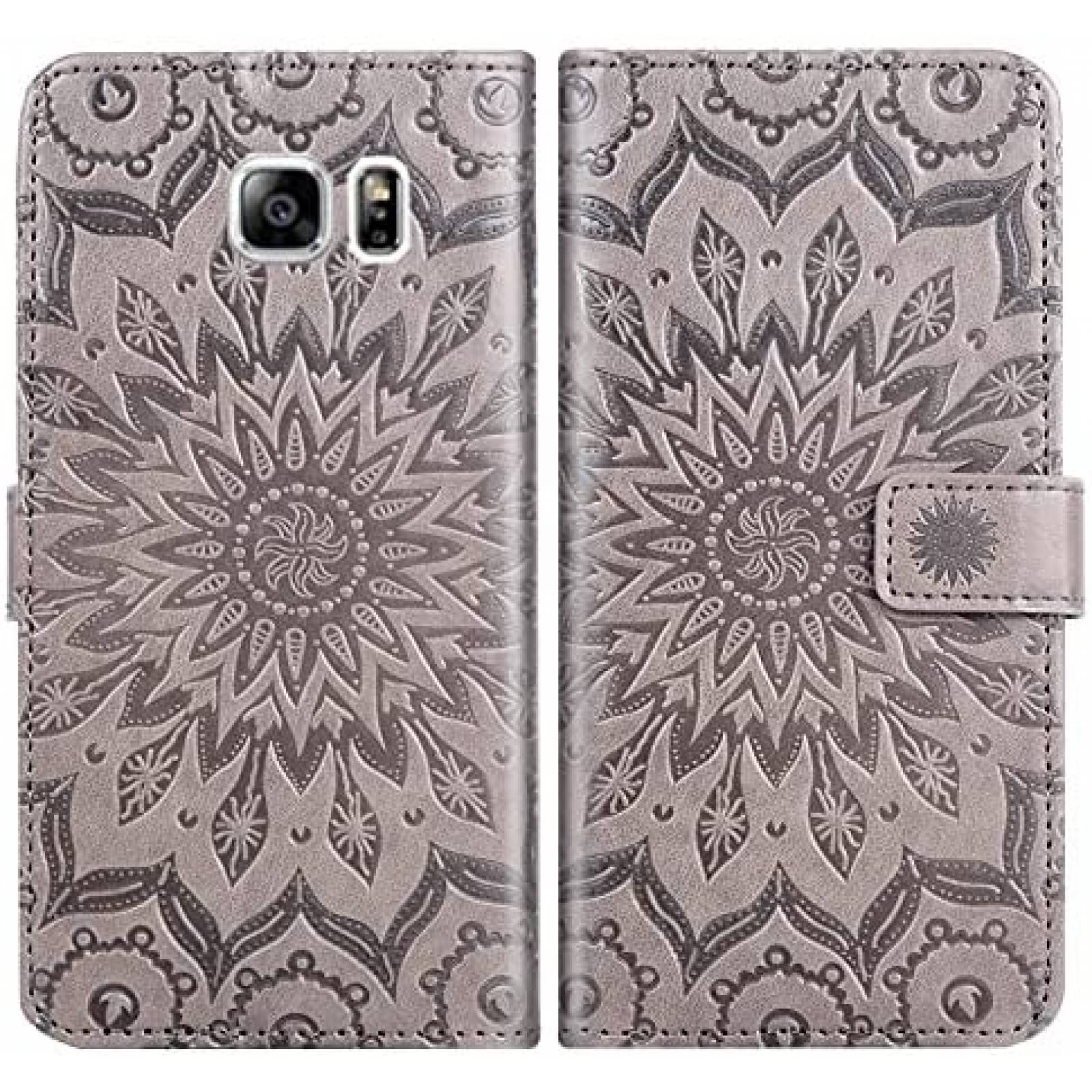 Funda Galaxy Note 5 Asuwish Cartera protector de vidrio-Gris