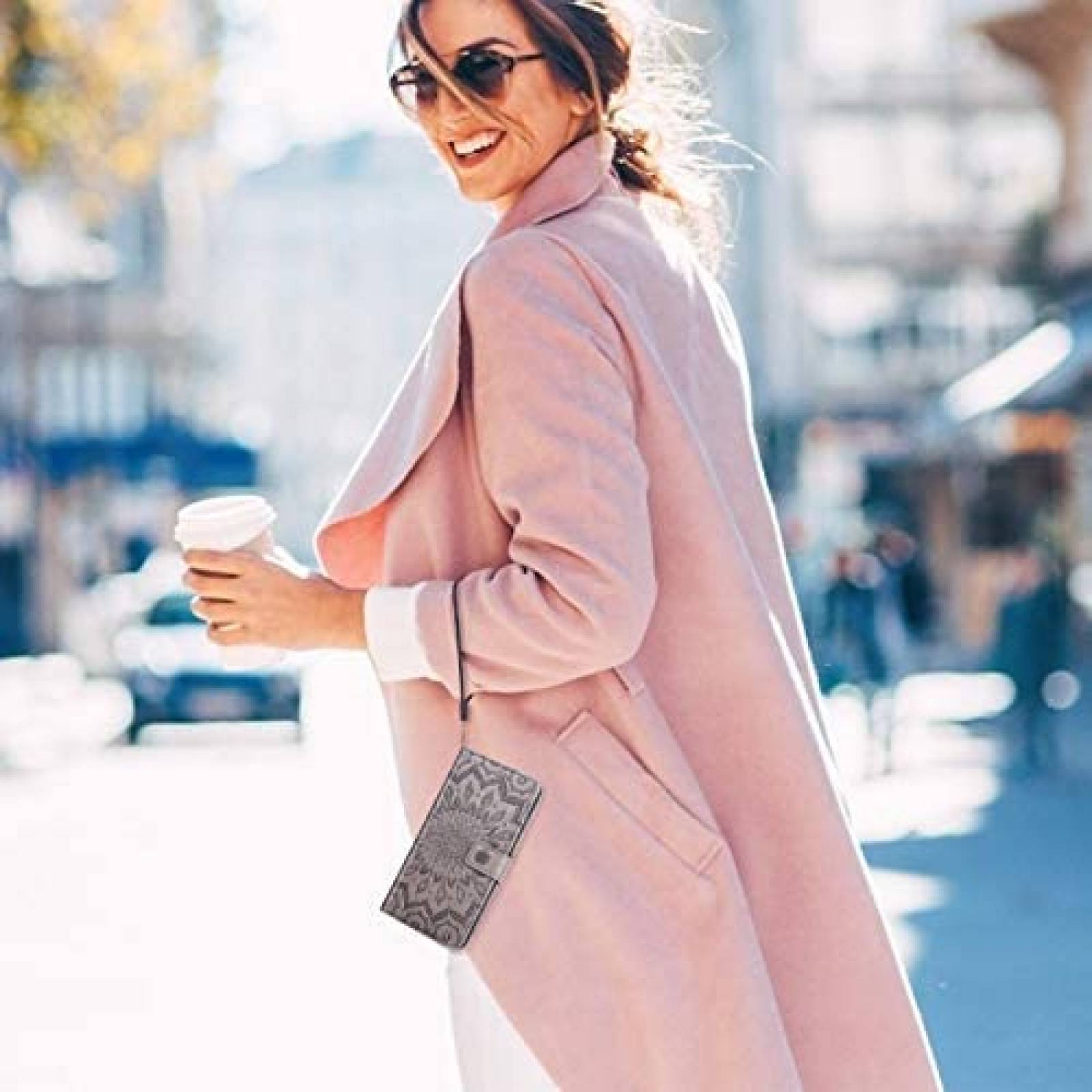 Funda Galaxy Note 5 Asuwish Cartera protector de vidrio-Gris