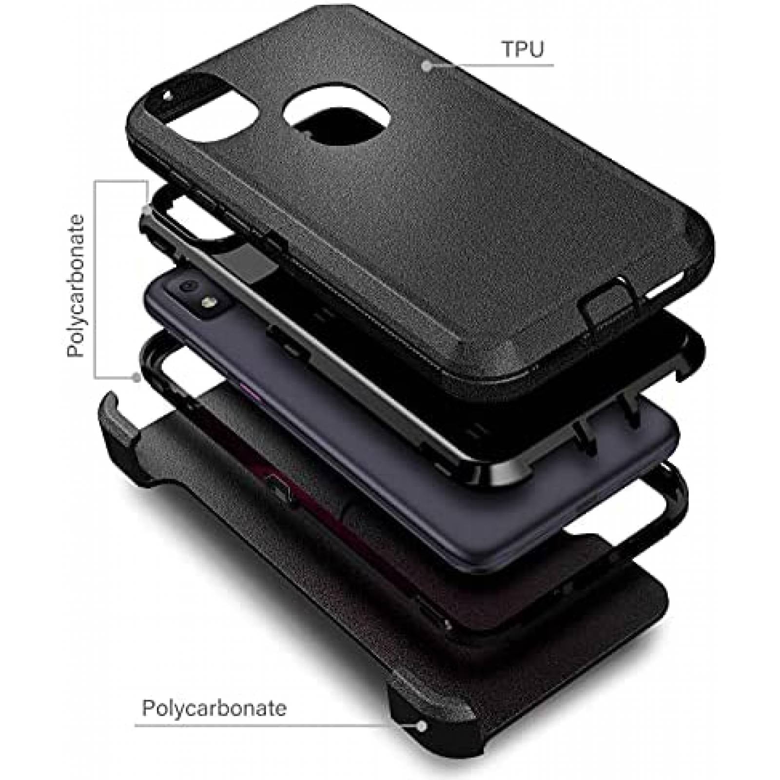 Funda NZND Compatible Con T-Mobile REVVL 4+Protector -Negro