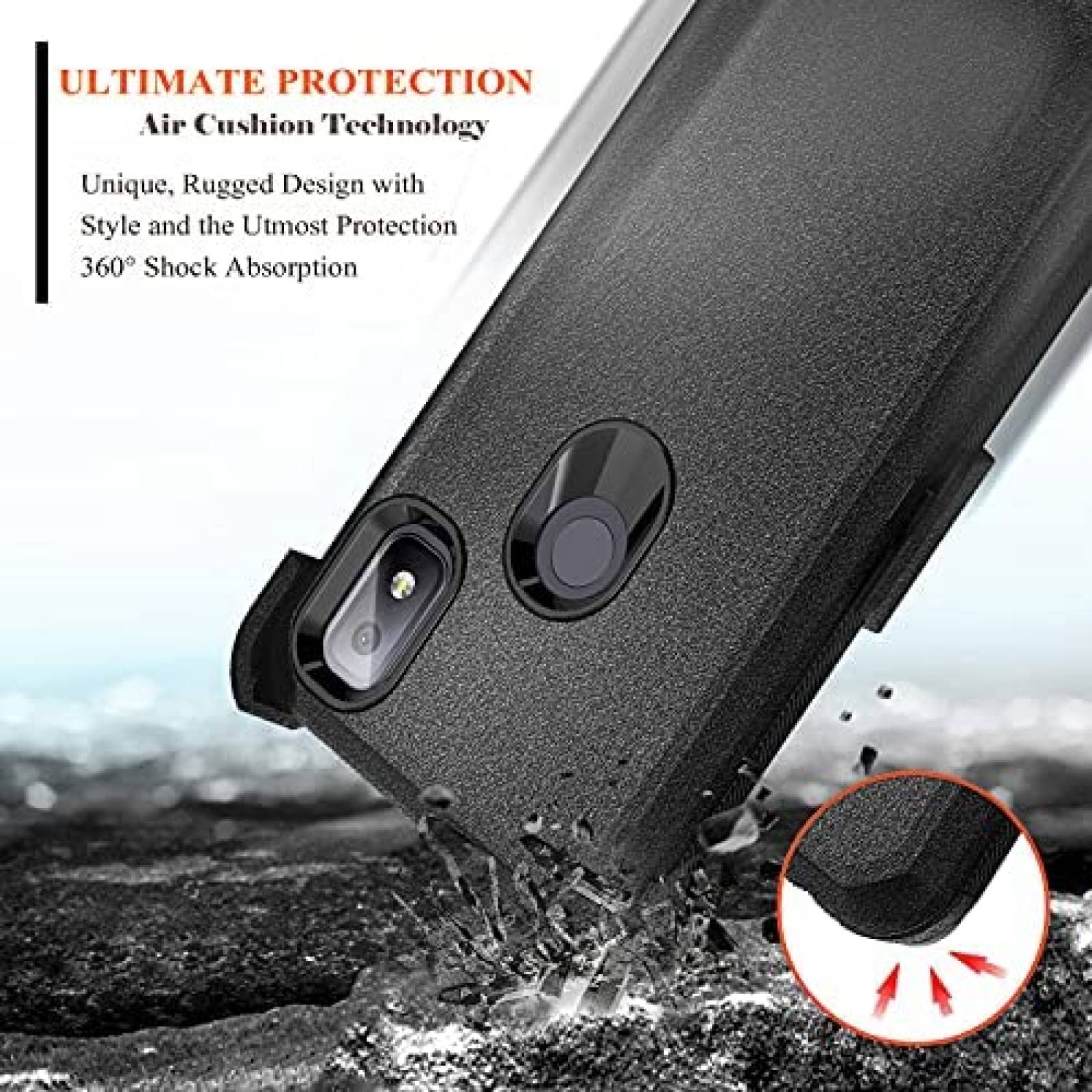 Funda NZND Compatible Con T-Mobile REVVL 4+Protector -Negro