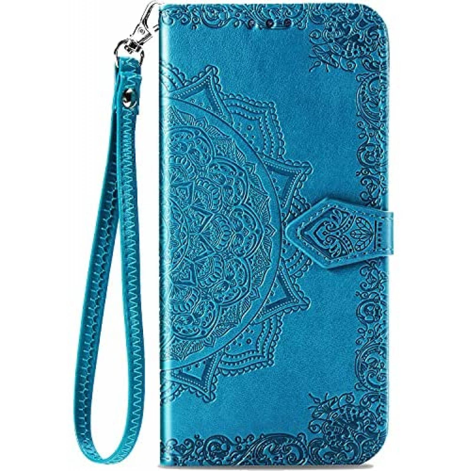 Funda para Samsung Galaxy A12 Anffy tipo billetera -Azul