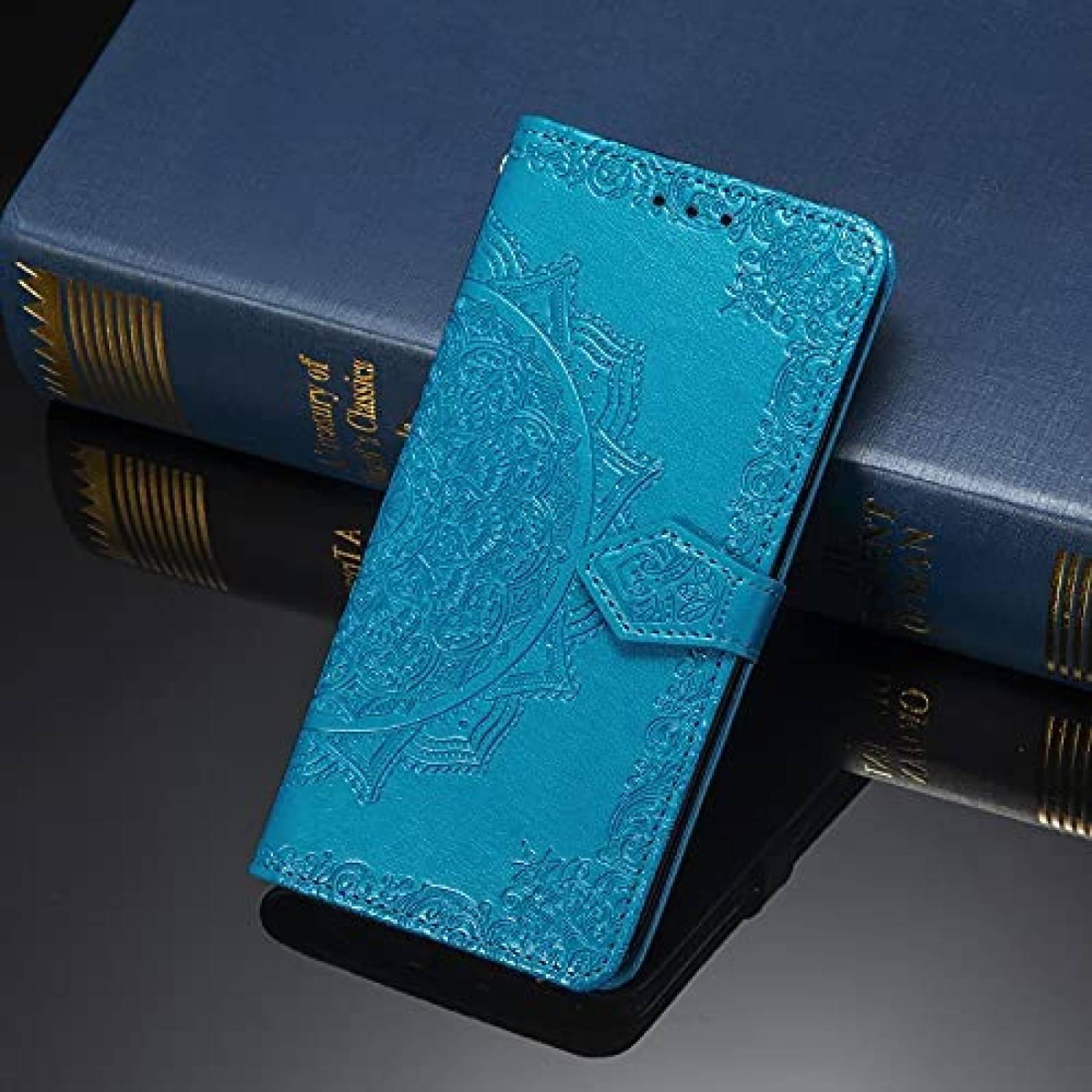 Funda para Samsung Galaxy A12 Anffy tipo billetera -Azul