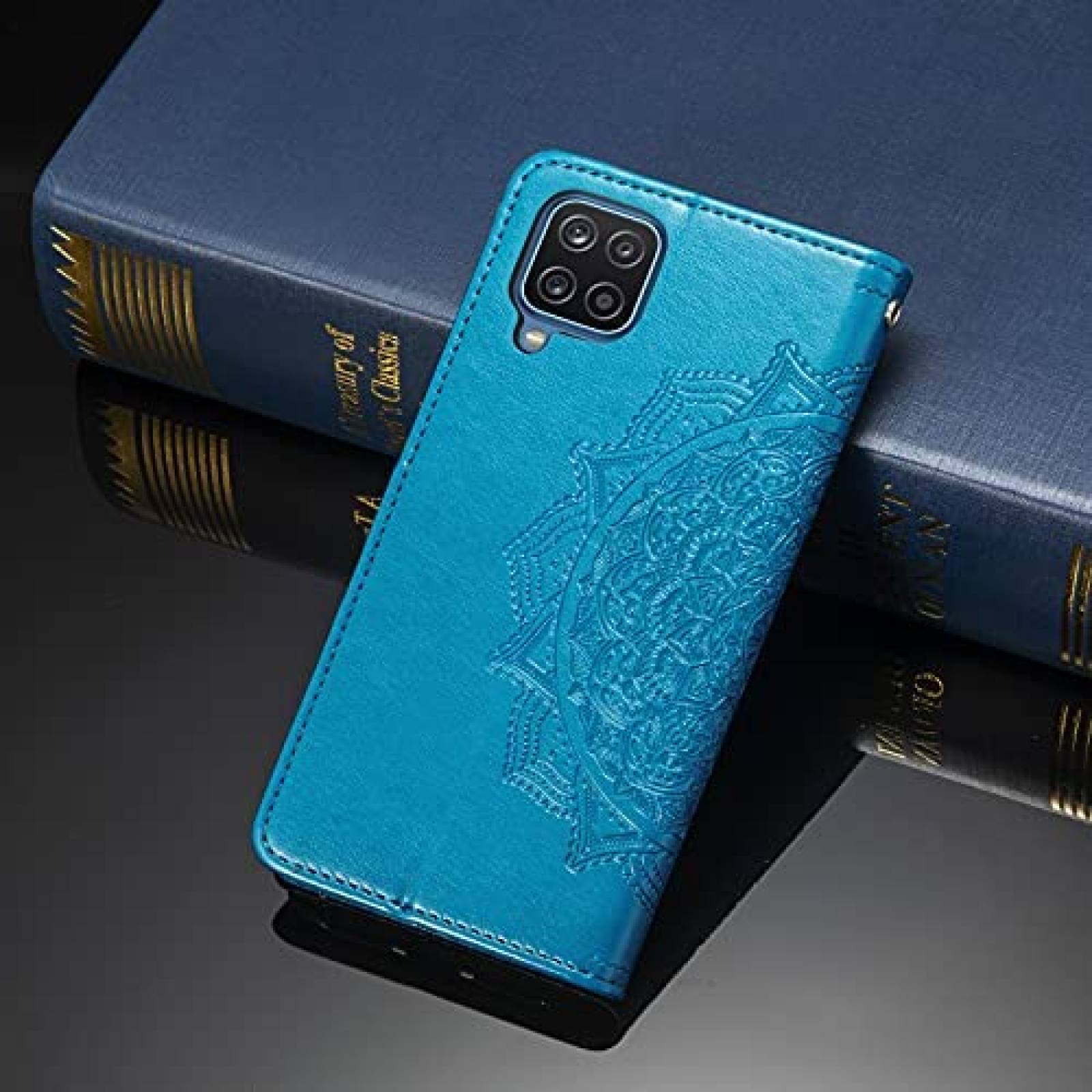 Funda para Samsung Galaxy A12 Anffy tipo billetera -Azul