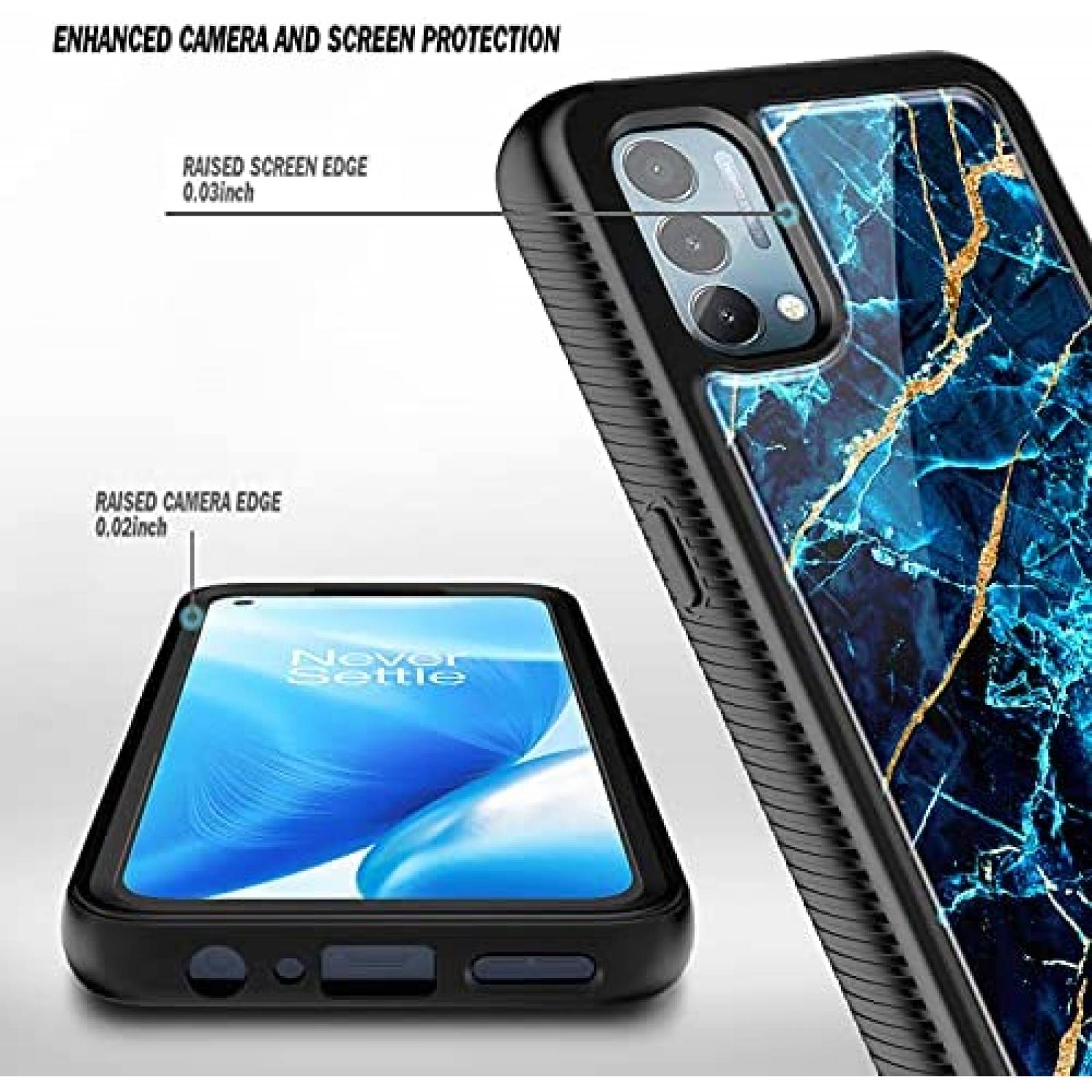 Funda OnePlus Nord N200 NZND Marmol c/protector-Negro/azul