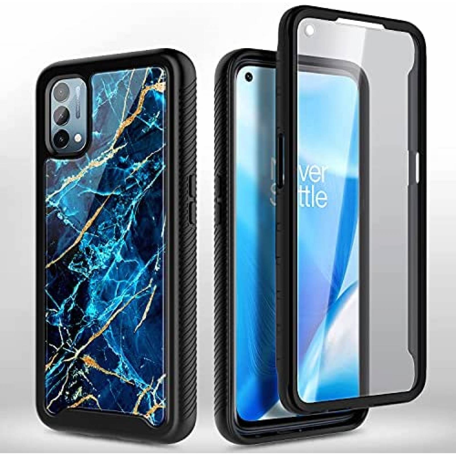 Funda OnePlus Nord N200 NZND Marmol c/protector-Negro/azul