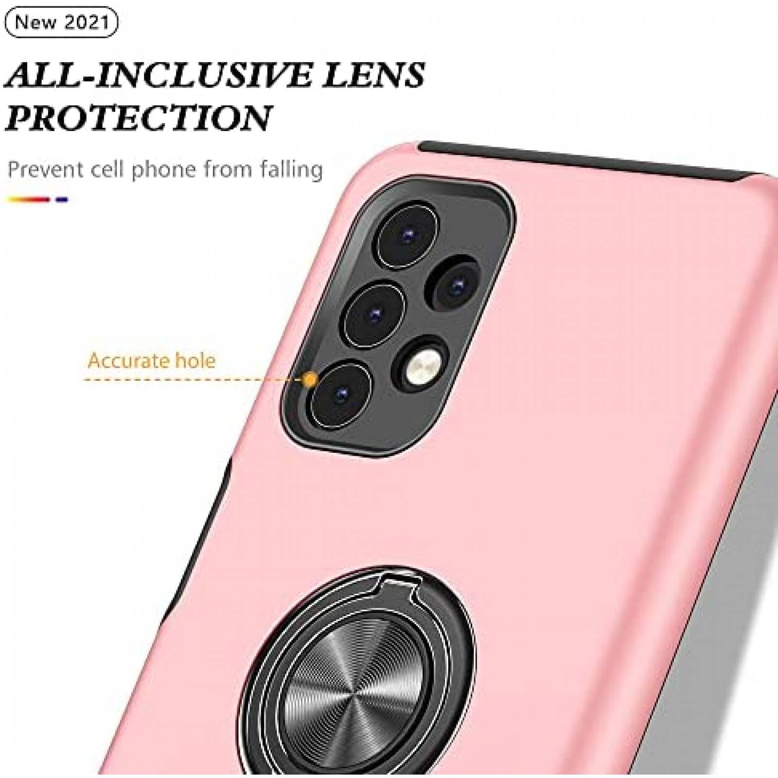 Pack funda Galaxy A32 Janmitta protector y agarradera -Rosa