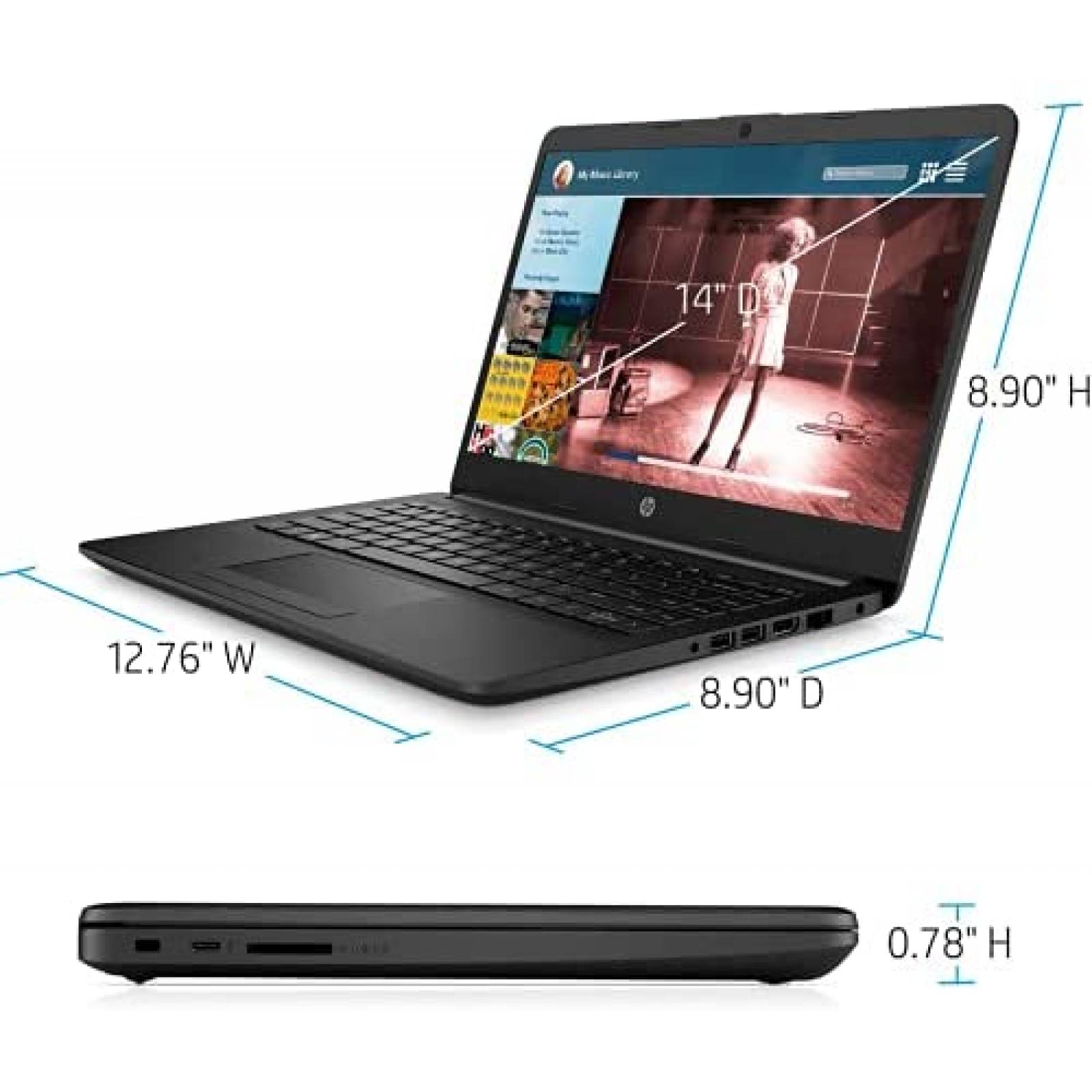 Laptop HP 14" 16GB 1TB Ryzen 3 pantalla tactil -Negro
