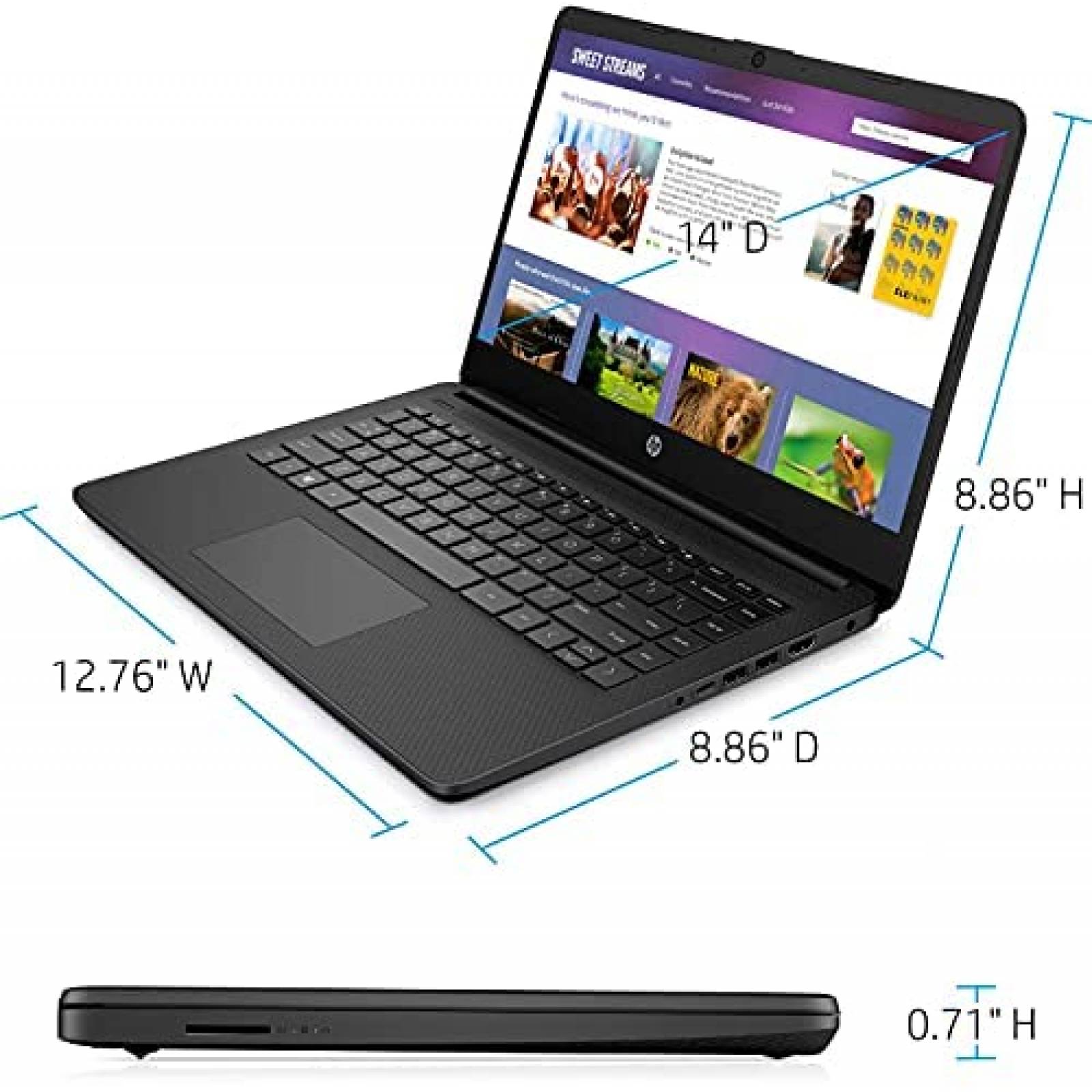 Laptop HP 14" Intel Dual-Core 16GB 64GB Windows 10 - Negro