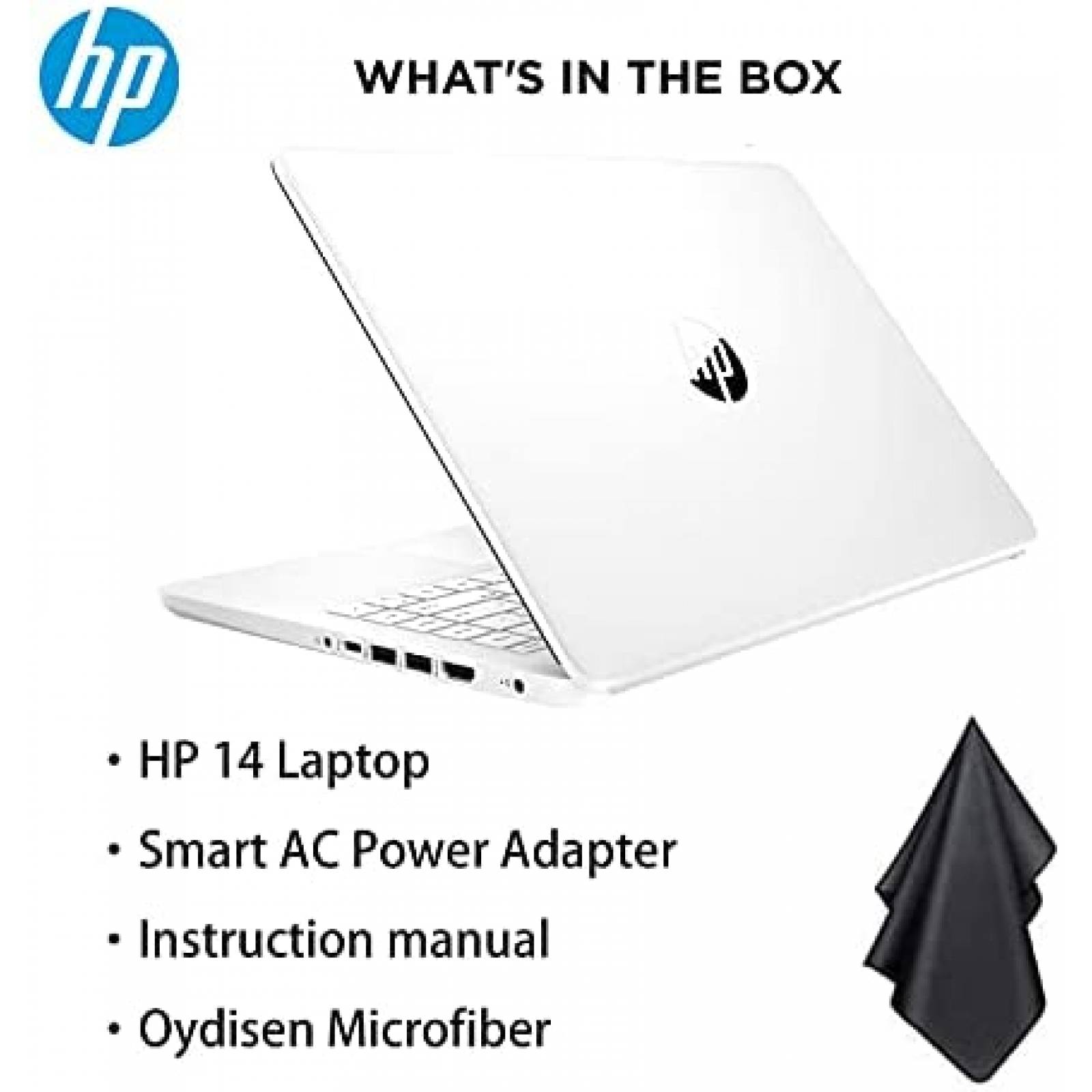 Laptop HP 14" Intel Dual-Core 8GB 64GB Windows 10 - Blanco