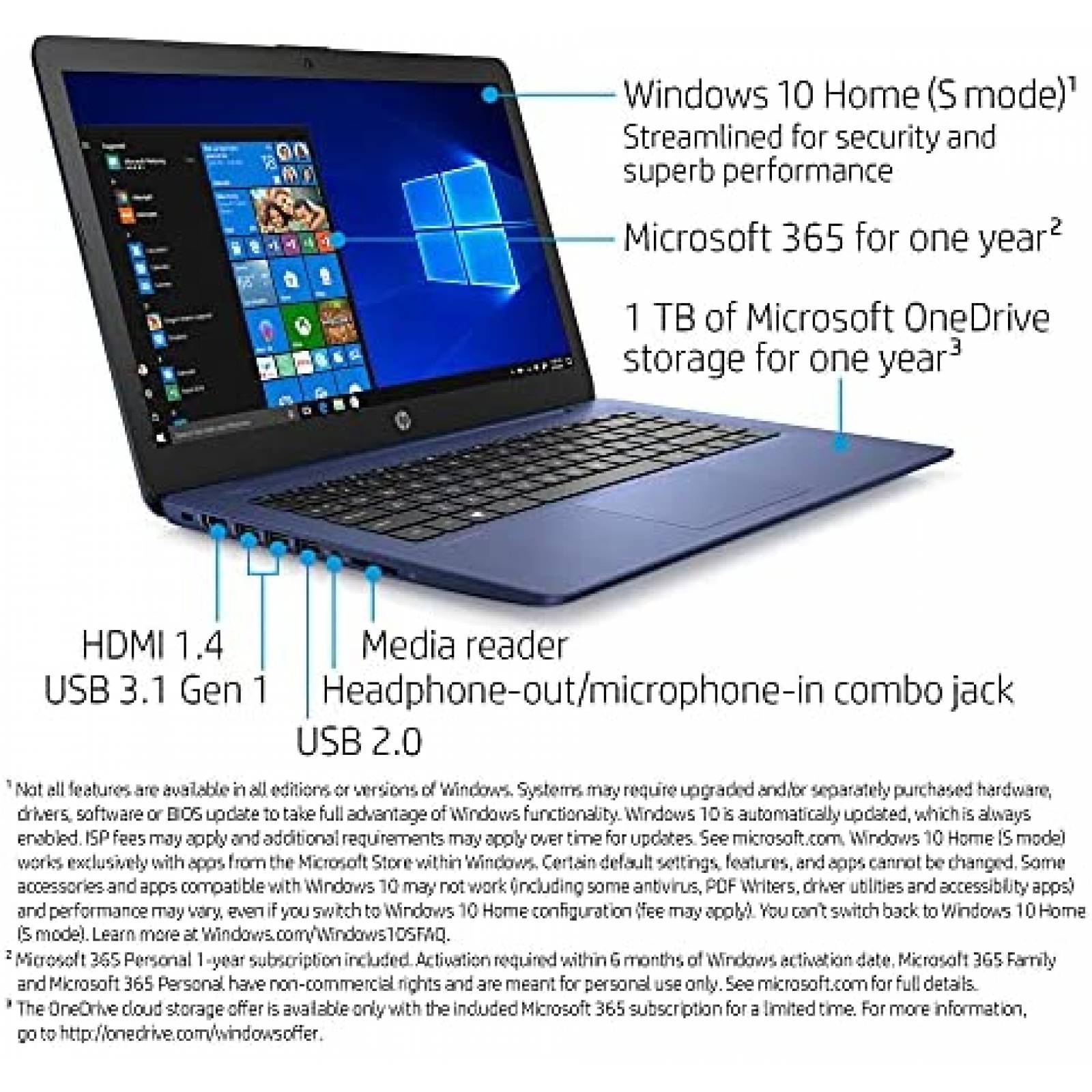 Laptop HP Stream 14'' Celeron N40004GB RAM 64GB Win10 Home