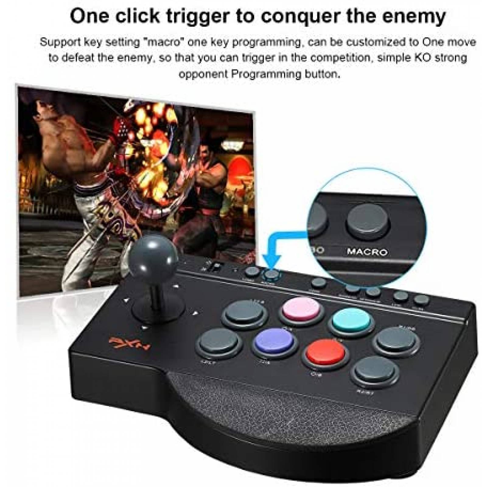 Arcade Fight Stick PXN 82 8Bitdo con funciones Turbo -Negro