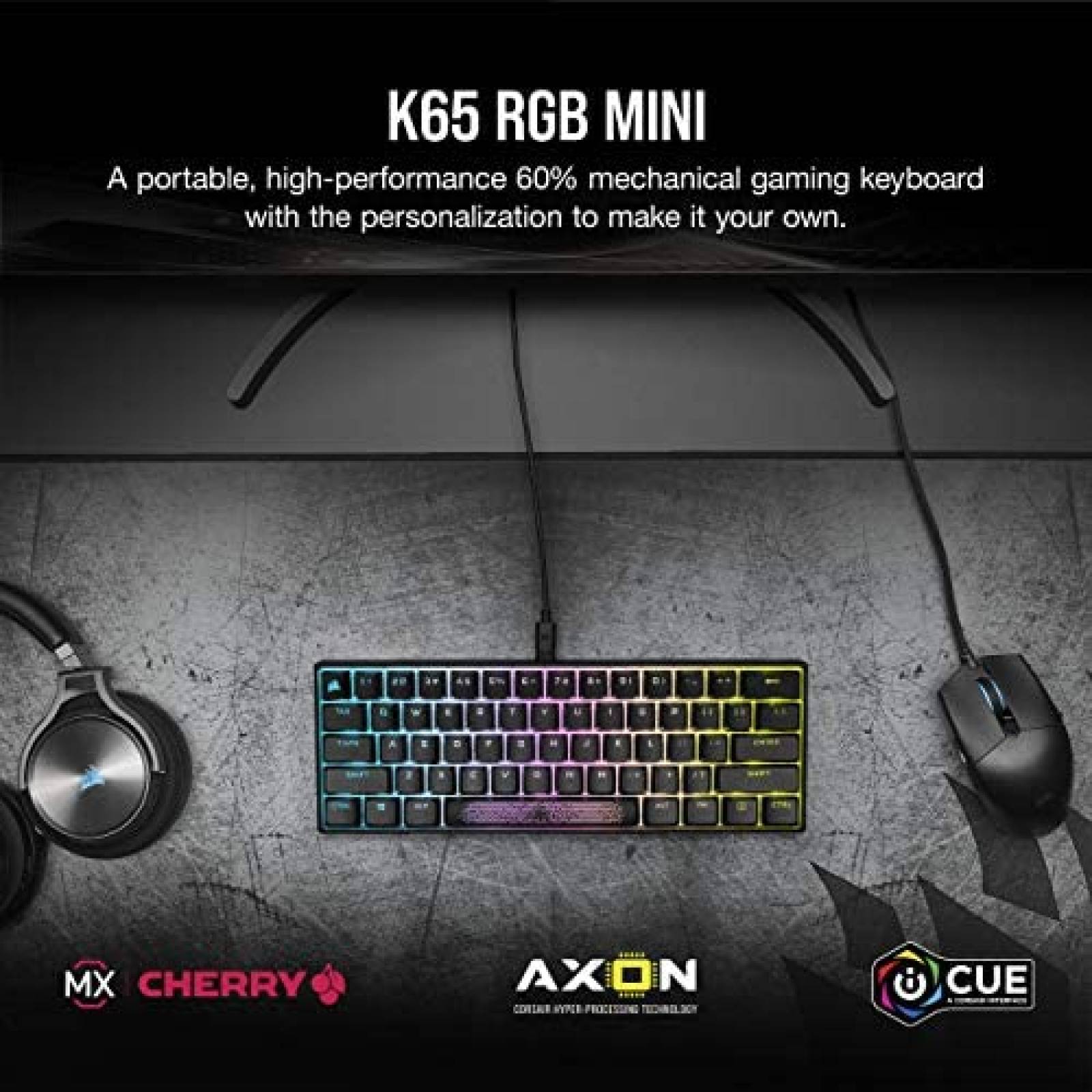 Teclado Mecanico Corsair K65 RGB de 62 Teclas -Negro