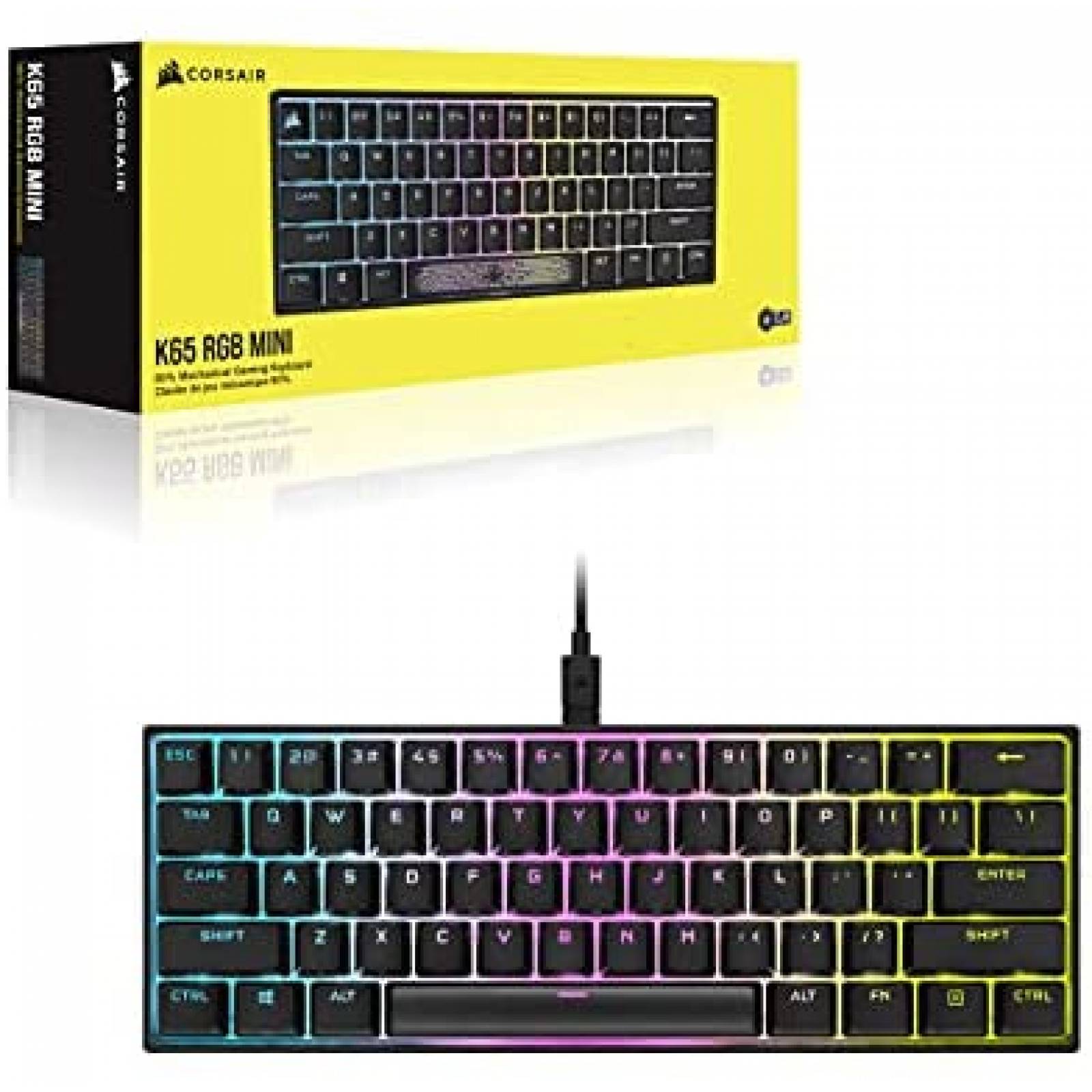 Teclado Mecanico Corsair K65 RGB de 62 Teclas -Negro