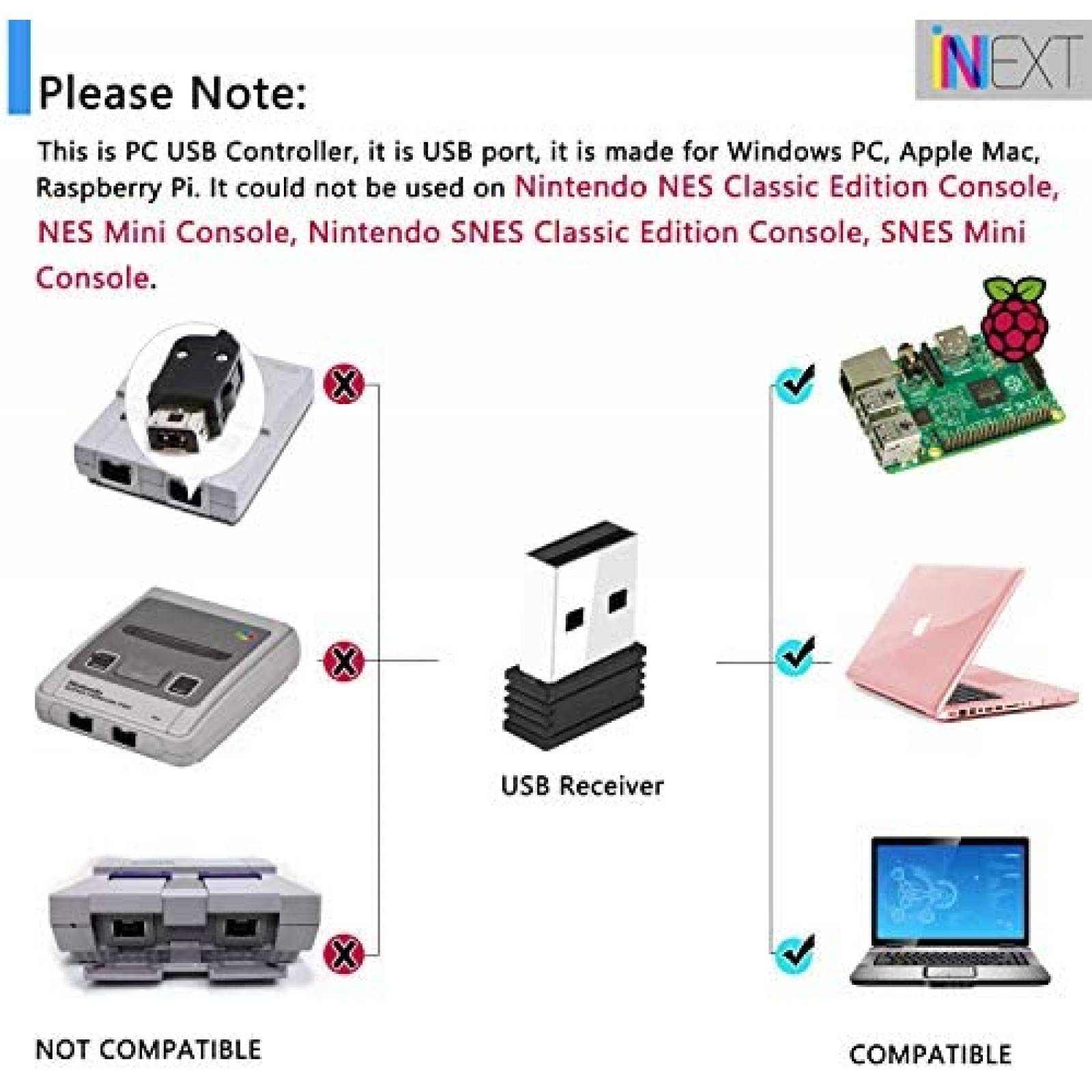 Control SNES iNNEXT 2.4Ghz Inalambrico Compatible -Gris
