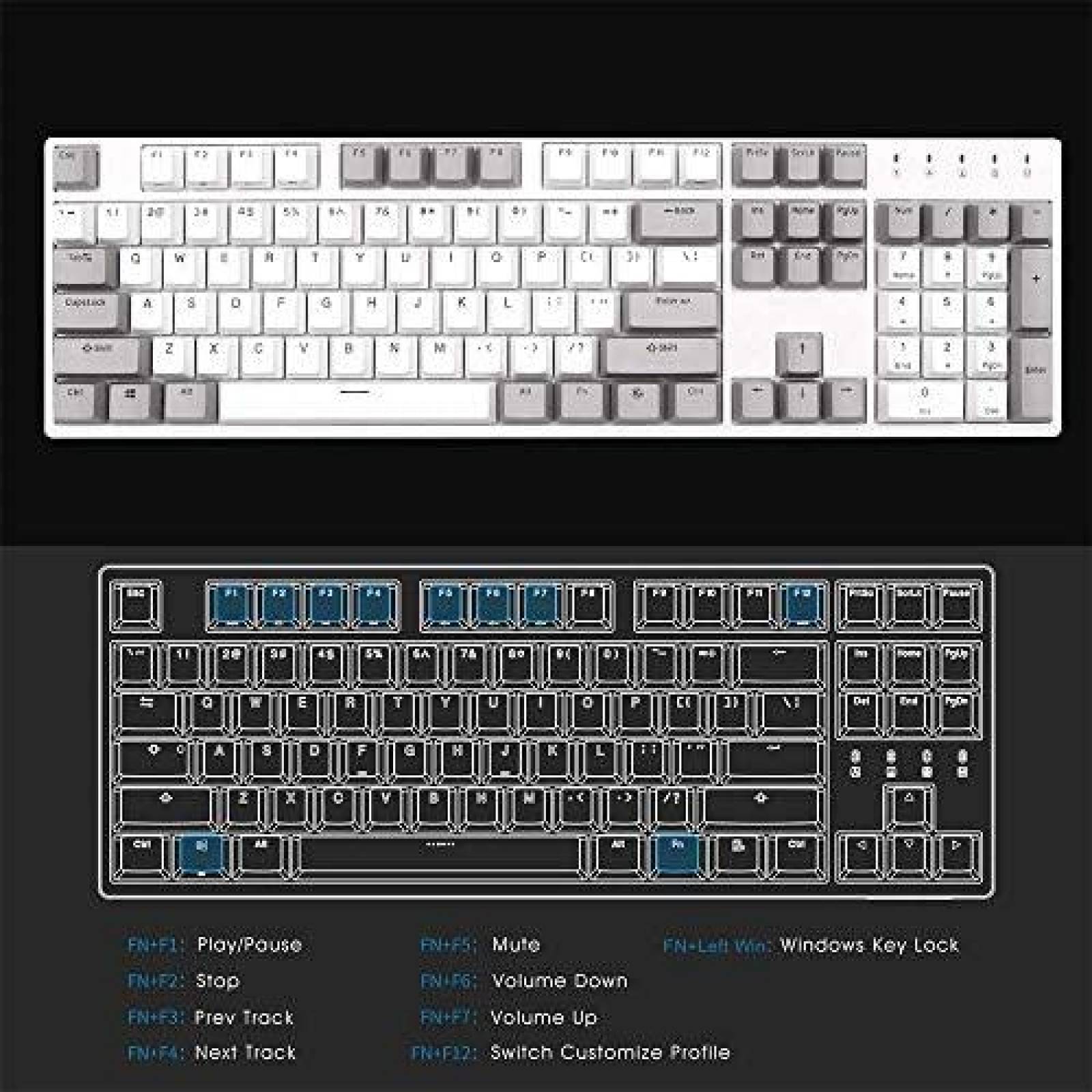 Teclado Durgod Taurus K310 Mecanico Cherry Silent Red -Gris