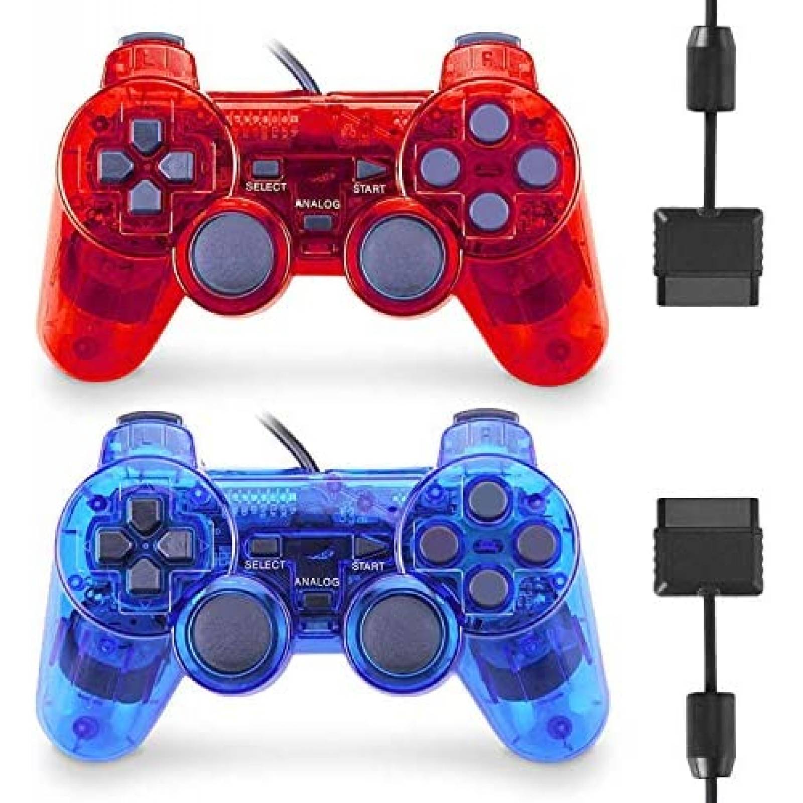 Control Generico Compatible con PLAYSTATION 2 -Rojo/Azul