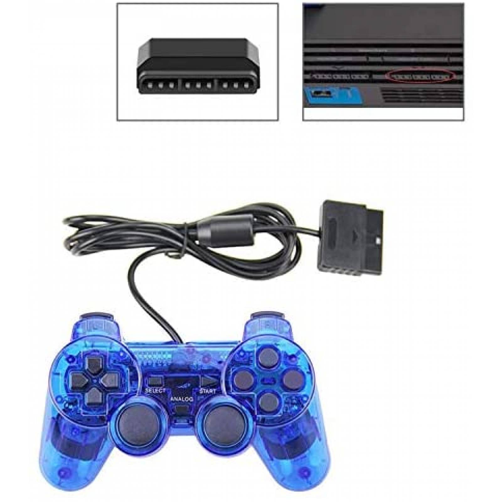 Control Generico Compatible con PLAYSTATION 2 -Rojo/Azul