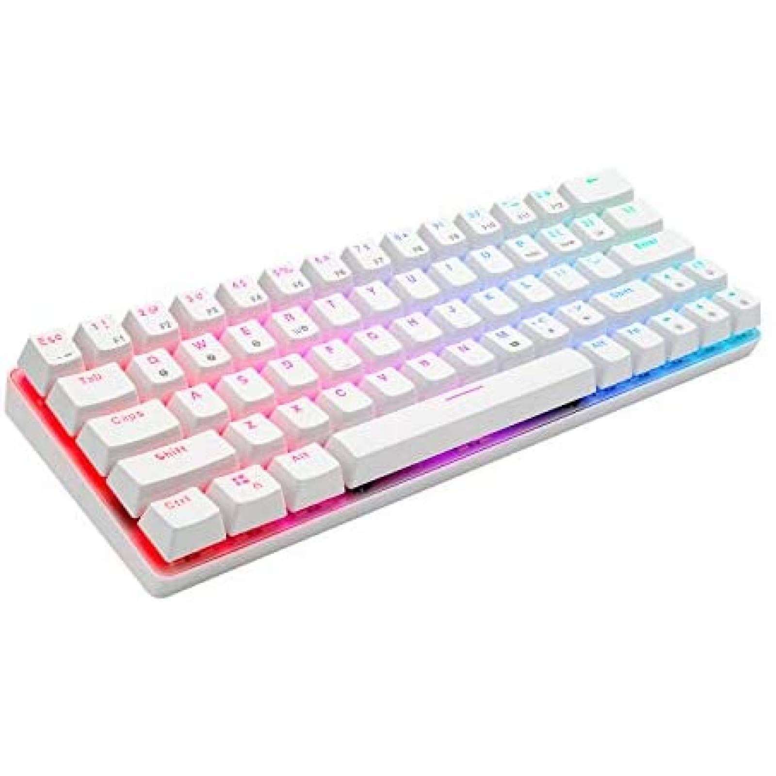 Teclado Gamer HUO JI CQ63 RGB Compacto Bluetooth -Blanco