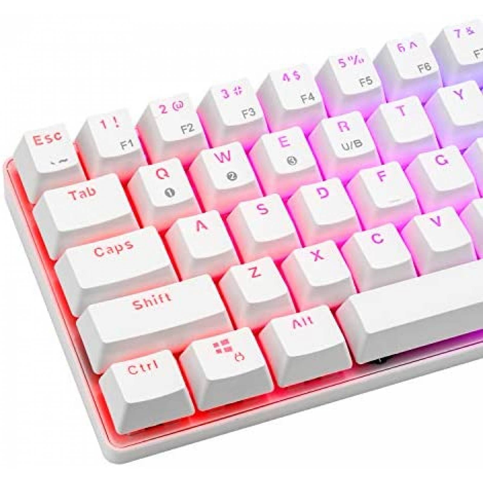 Teclado Gamer HUO JI CQ63 RGB Compacto Bluetooth -Blanco