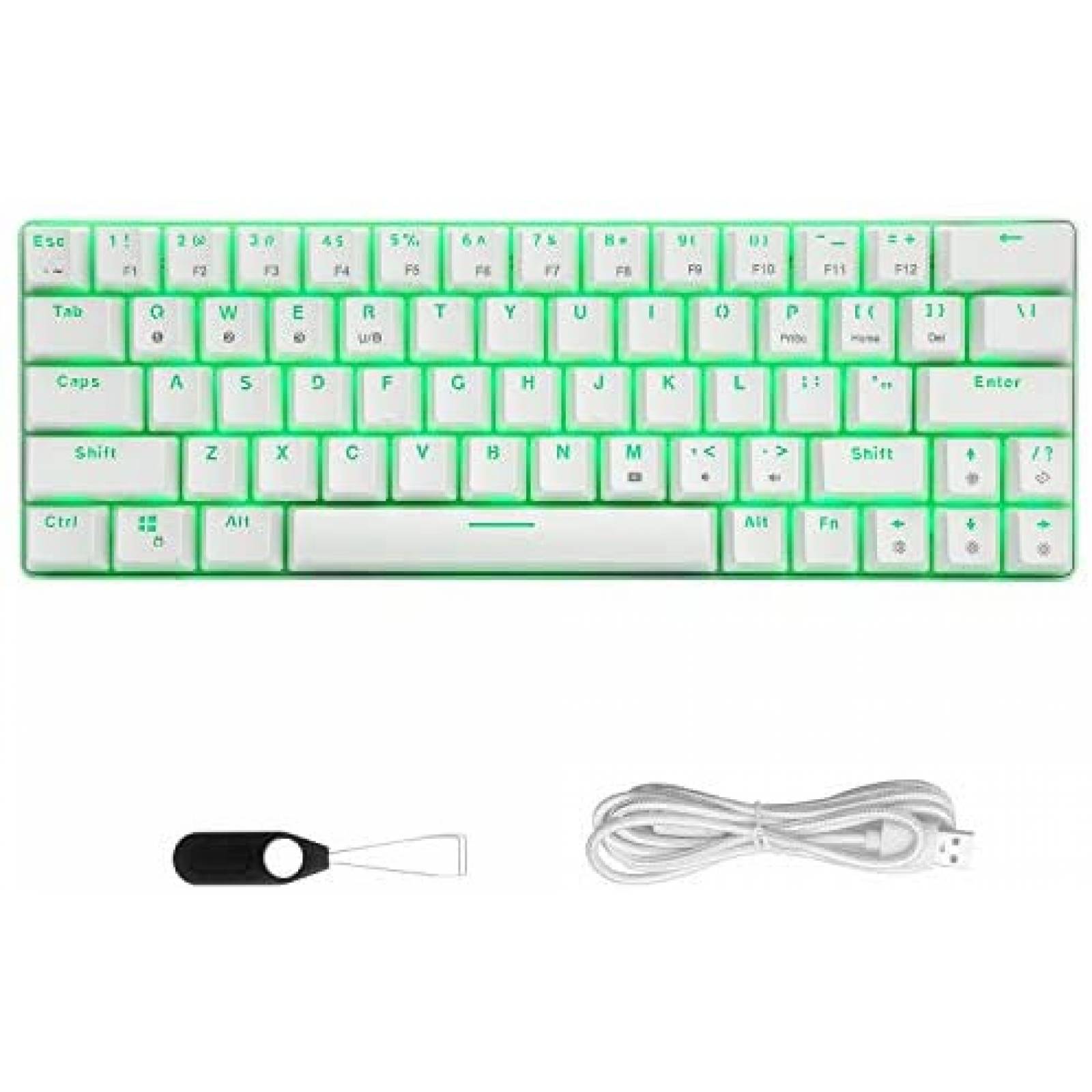 Teclado Gamer HUO JI CQ63 RGB Compacto Bluetooth -Blanco