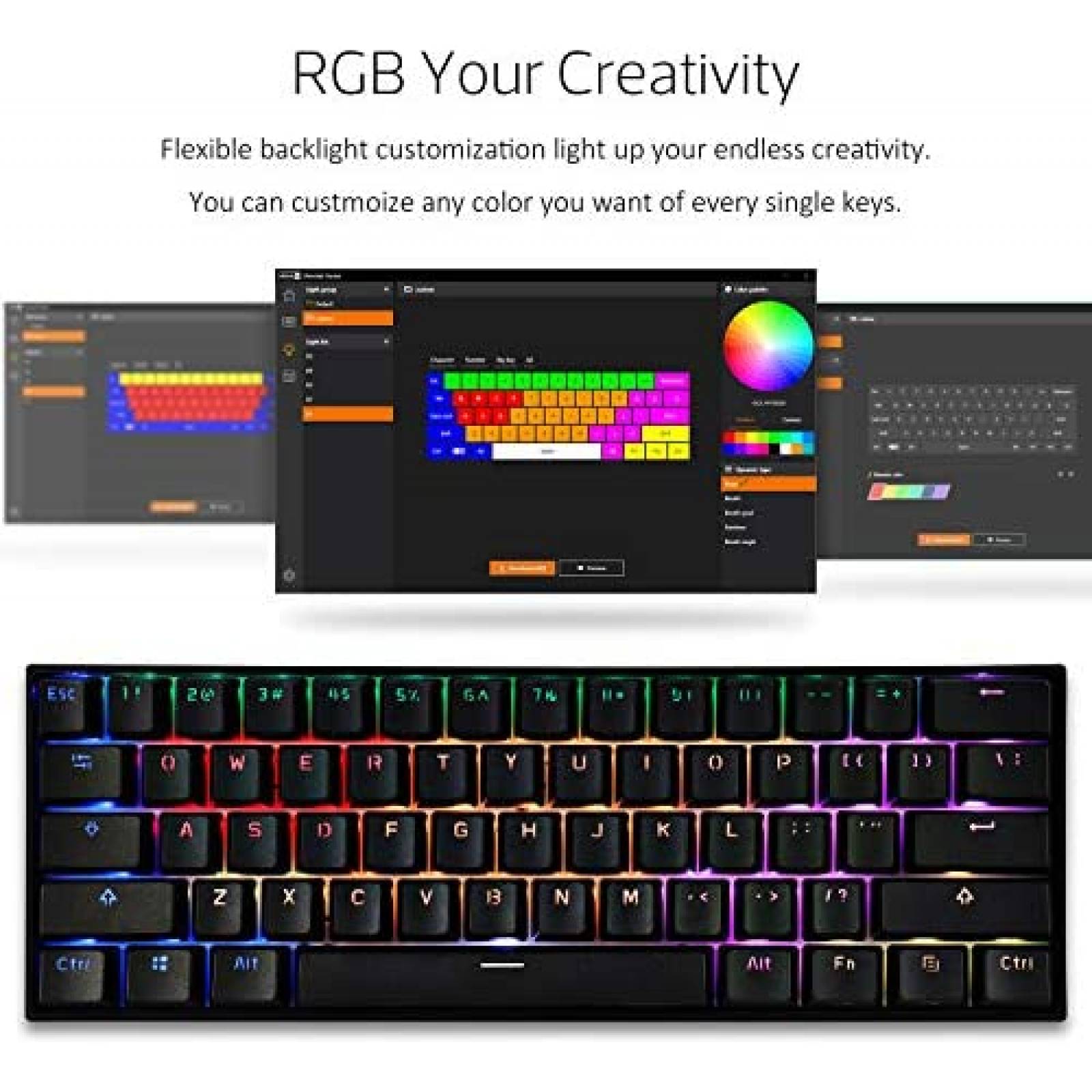 Teclado CORN Anne Pro Gamign 60% RGB Bluetooth -Blanco