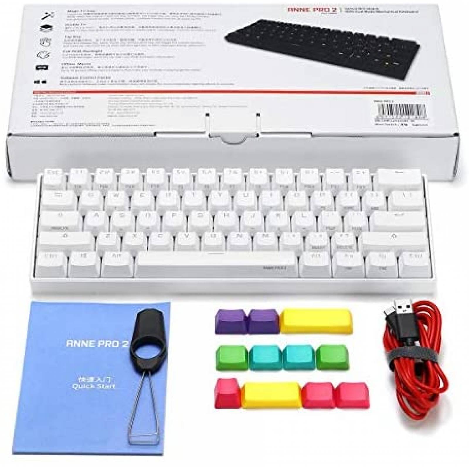 Teclado CORN Anne Pro Gamign 60% RGB Bluetooth -Blanco