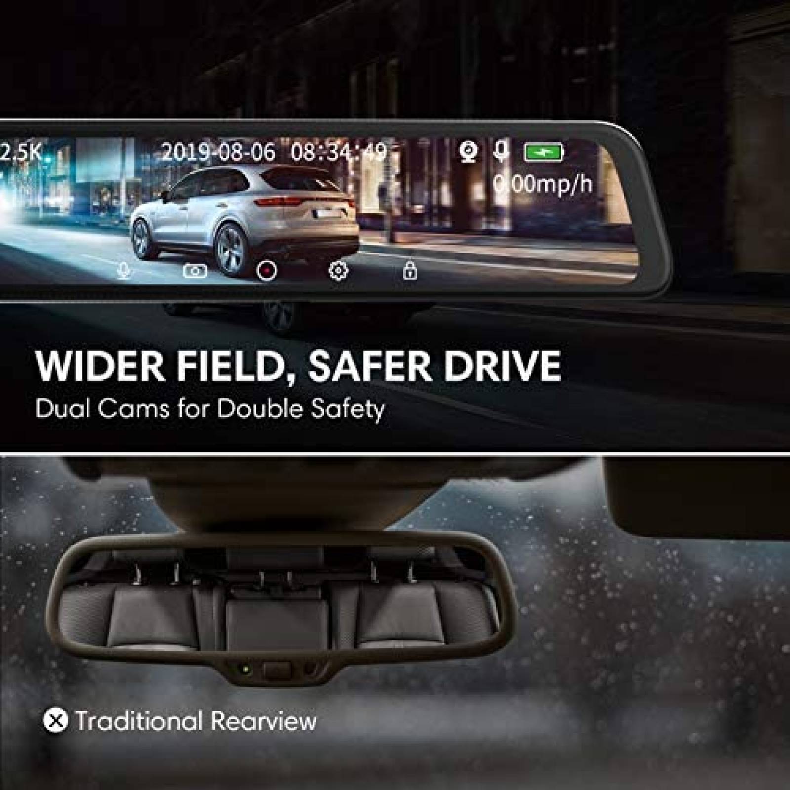 Camara Carchet De Respaldo Impermeable 2.5k -Negro